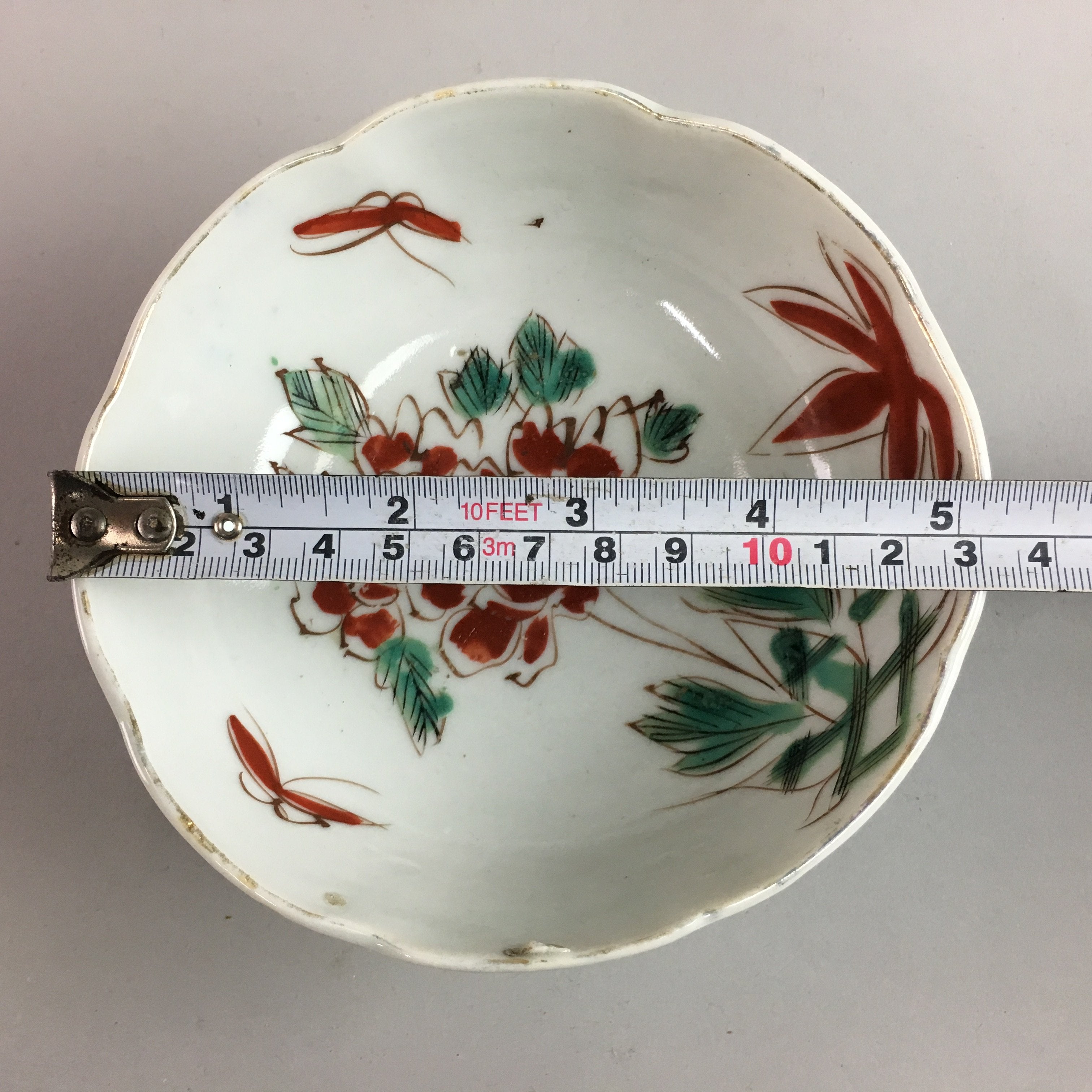 Japanese Porcelain Bowl Vtg Kobachi C1930 Floral Butterfly Design PT417