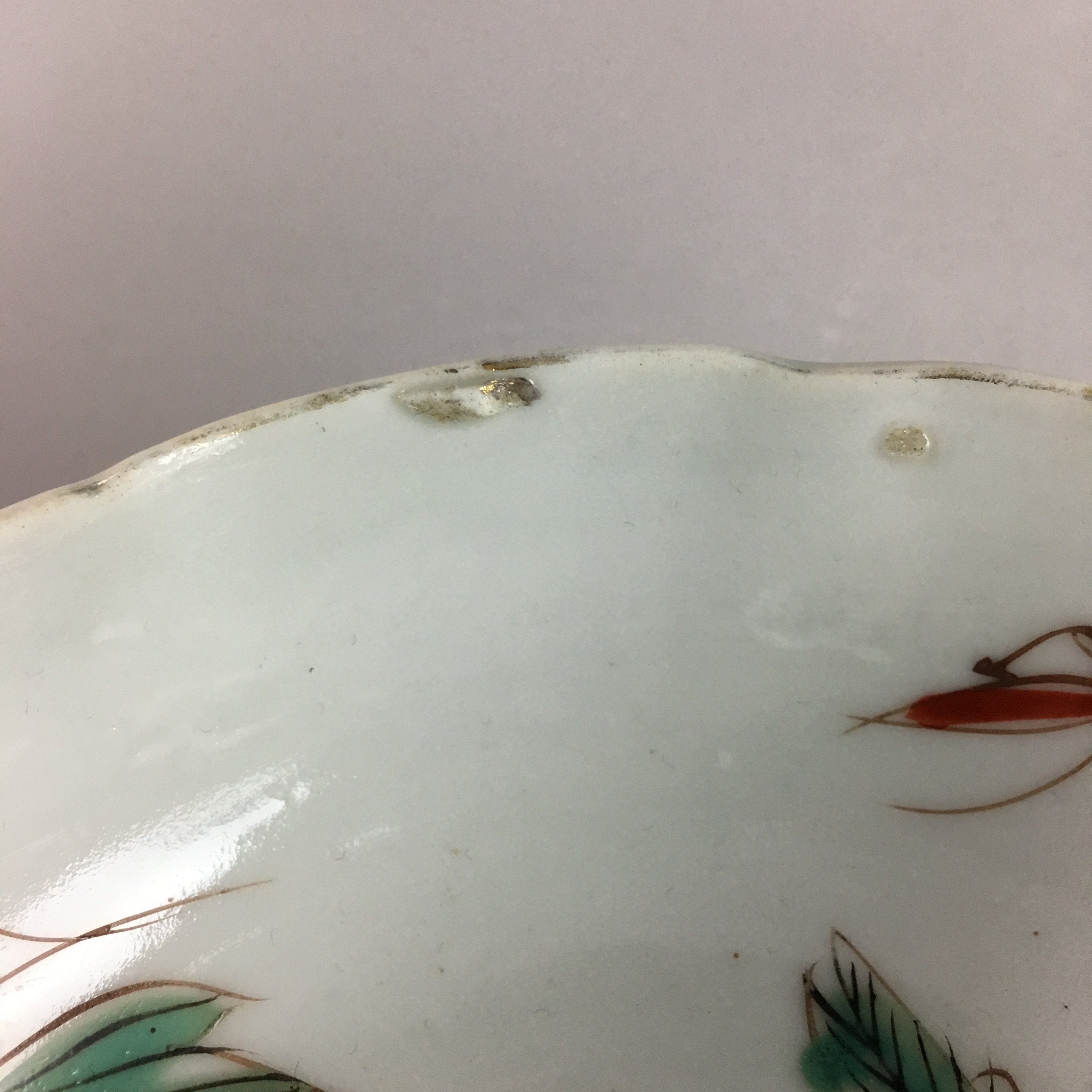 Japanese Porcelain Bowl Vtg Kobachi C1930 Floral Butterfly Design PT417