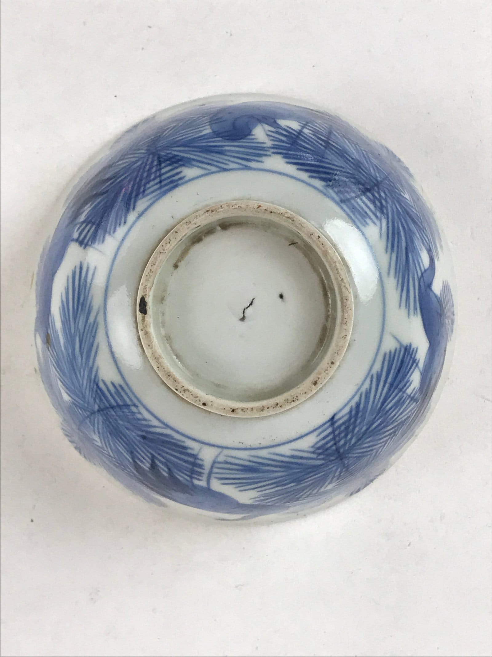 Japanese Porcelain Bowl Vtg Lidded Blue Birds Foliage Chawan Pottery PY496