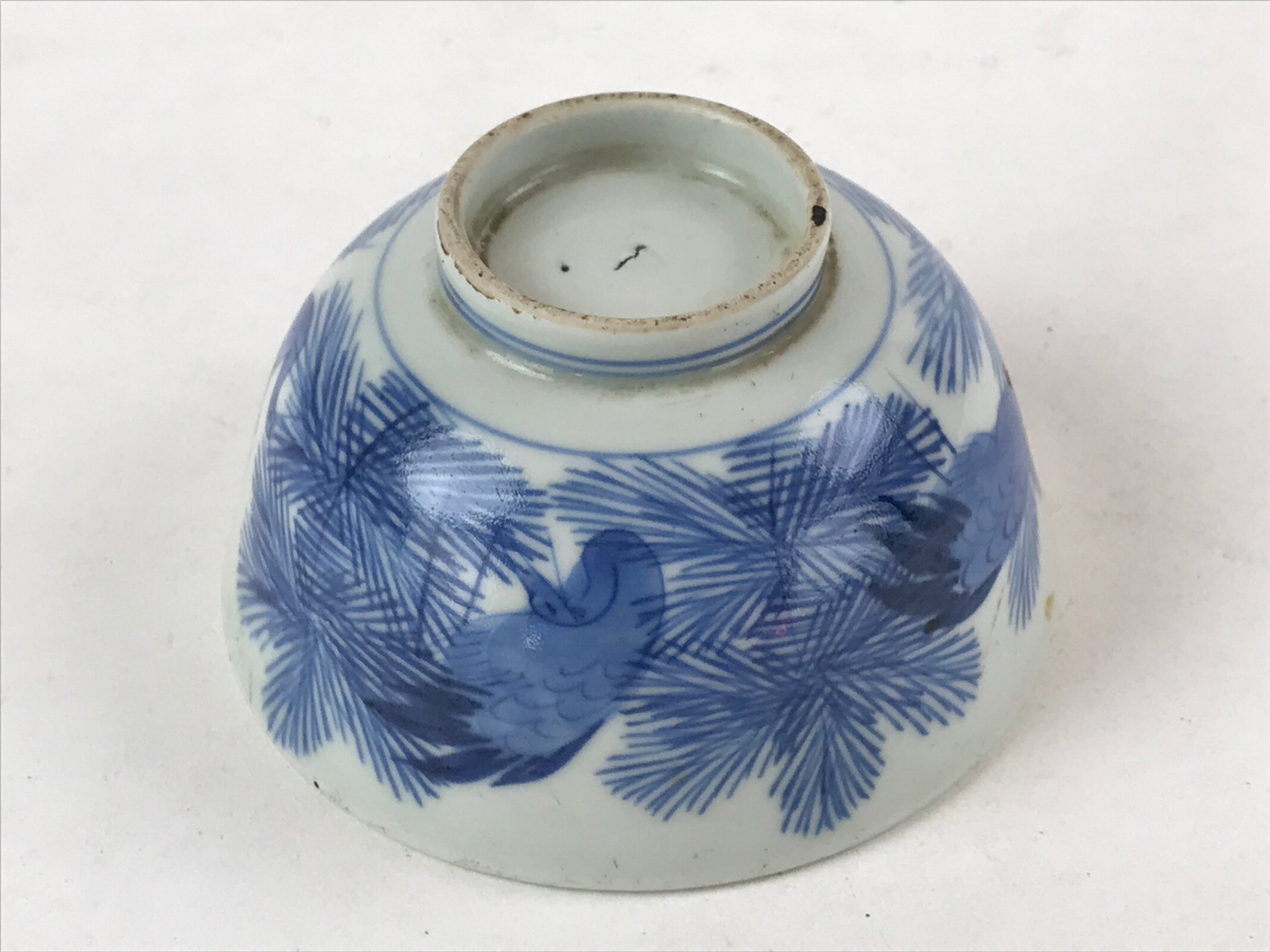 Japanese Porcelain Bowl Vtg Lidded Blue Birds Foliage Chawan Pottery PY496