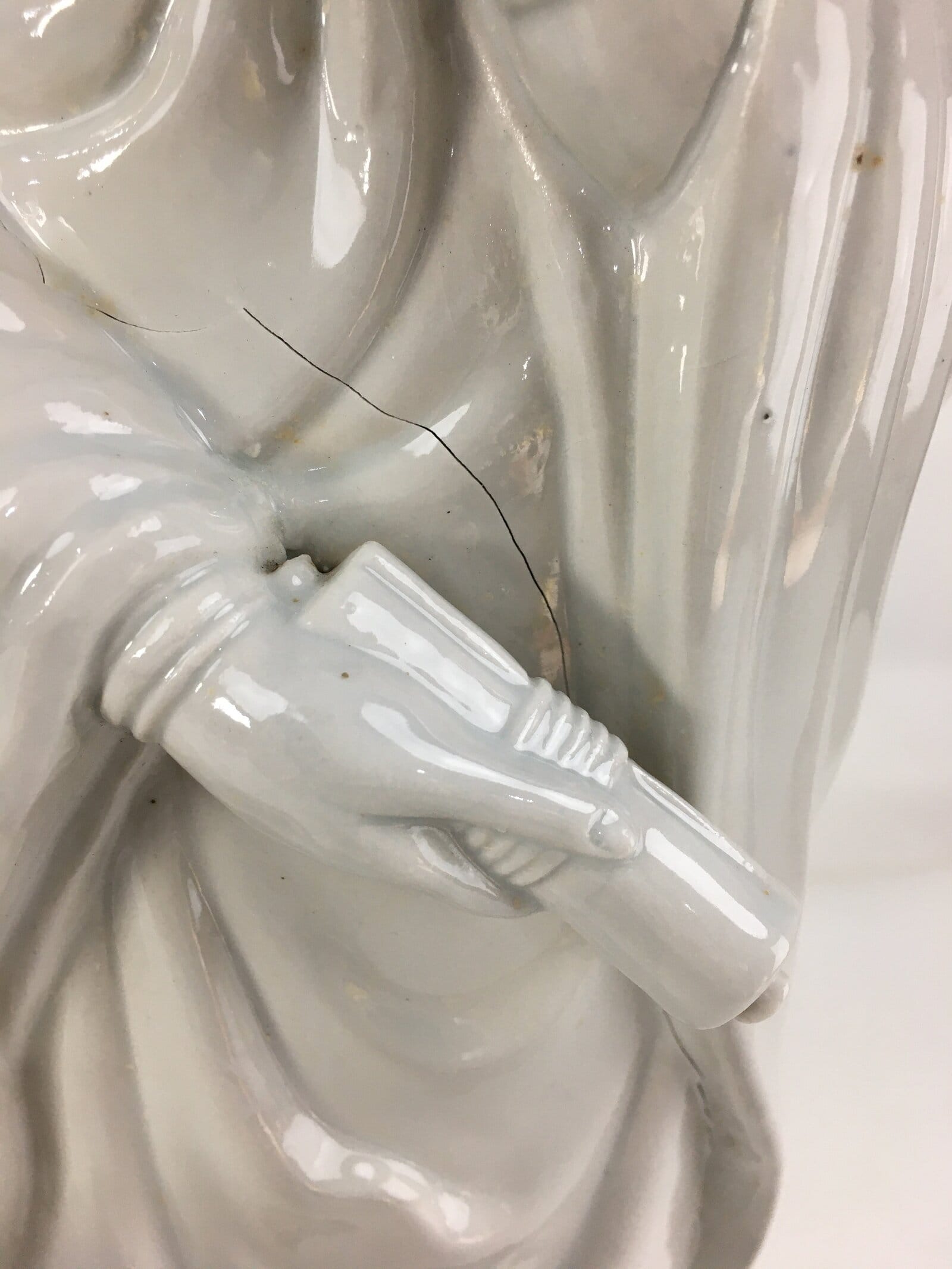 Japanese Porcelain Buddhist Altar Statue Vtg Female Kannon Bosatsu White BD736