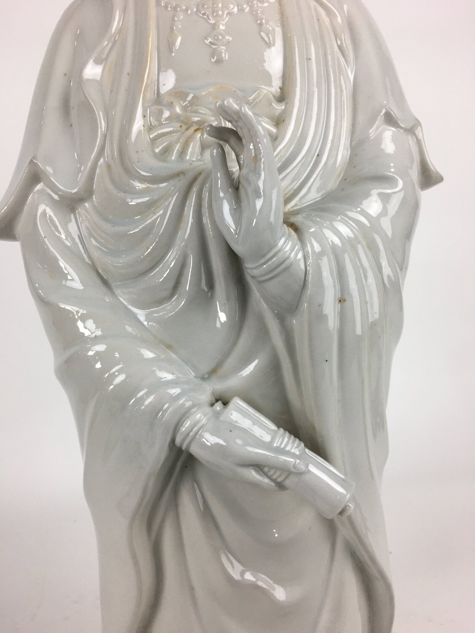 Japanese Porcelain Buddhist Altar Statue Vtg Female Kannon Bosatsu White BD736