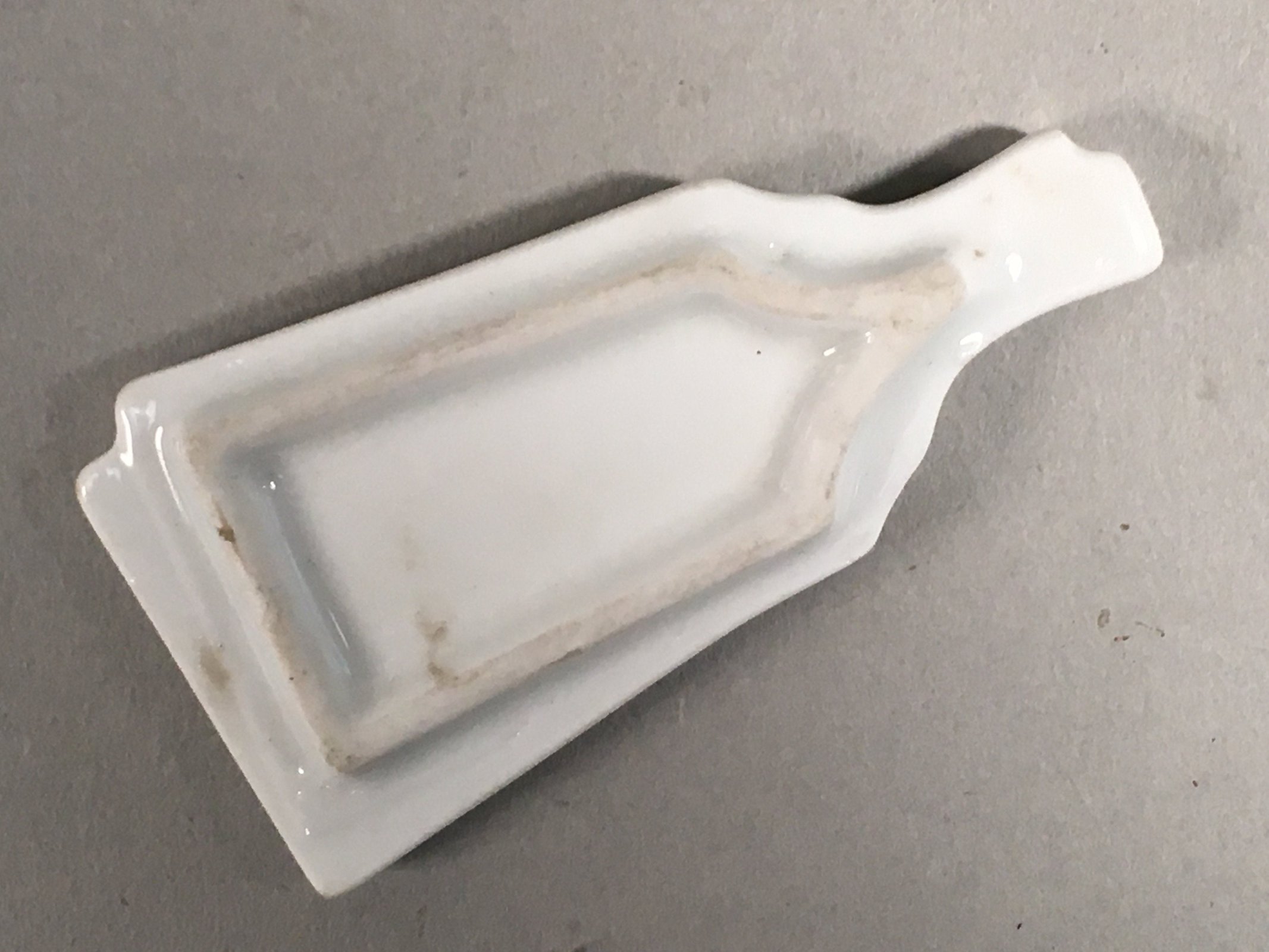 Japanese Porcelain Chopstick Rest Holder Vtg Hagoita White Paddle Handmade CR193