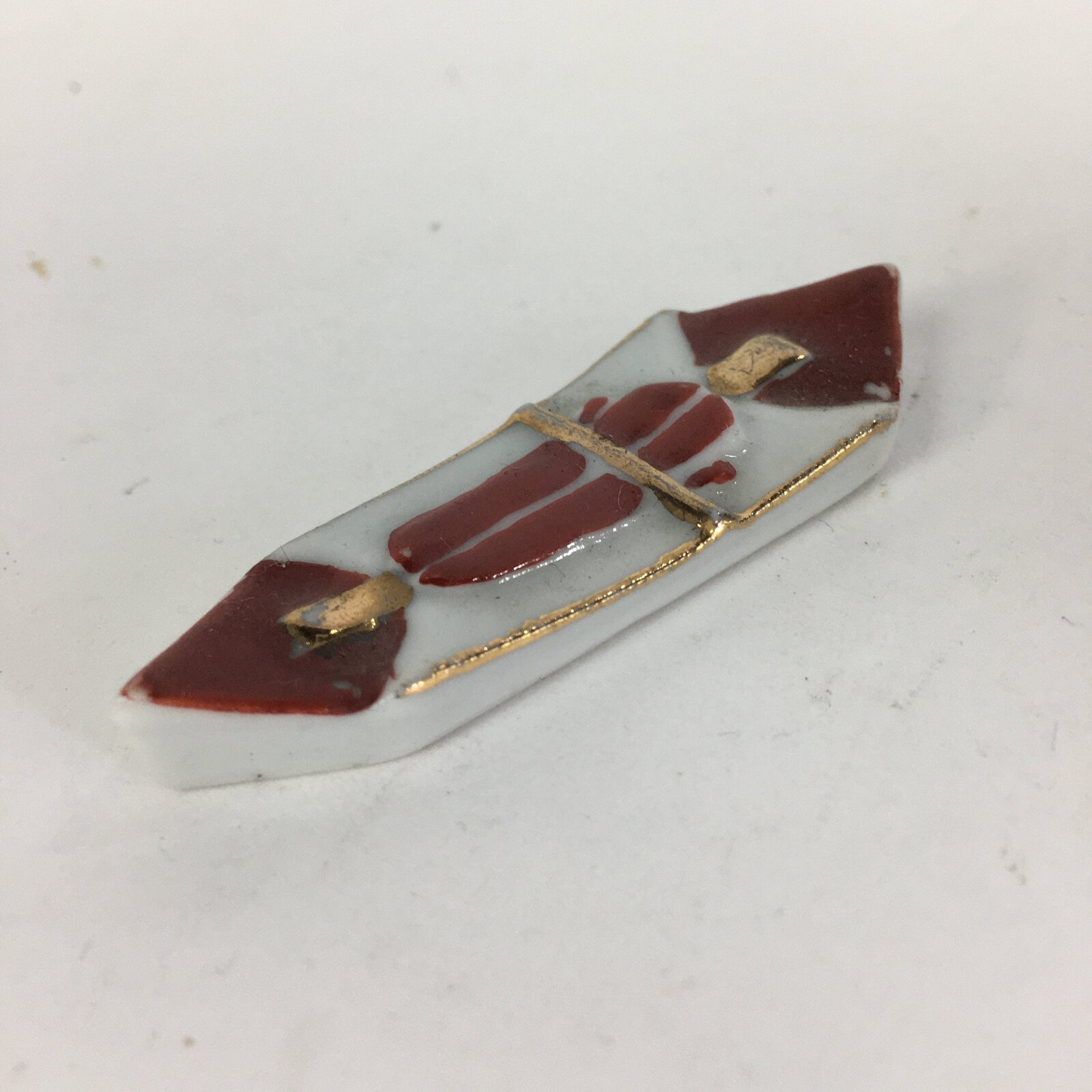 Japanese Porcelain Chopstick Rest Holder Vtg Japanese Noshi Lucky Charm CR230