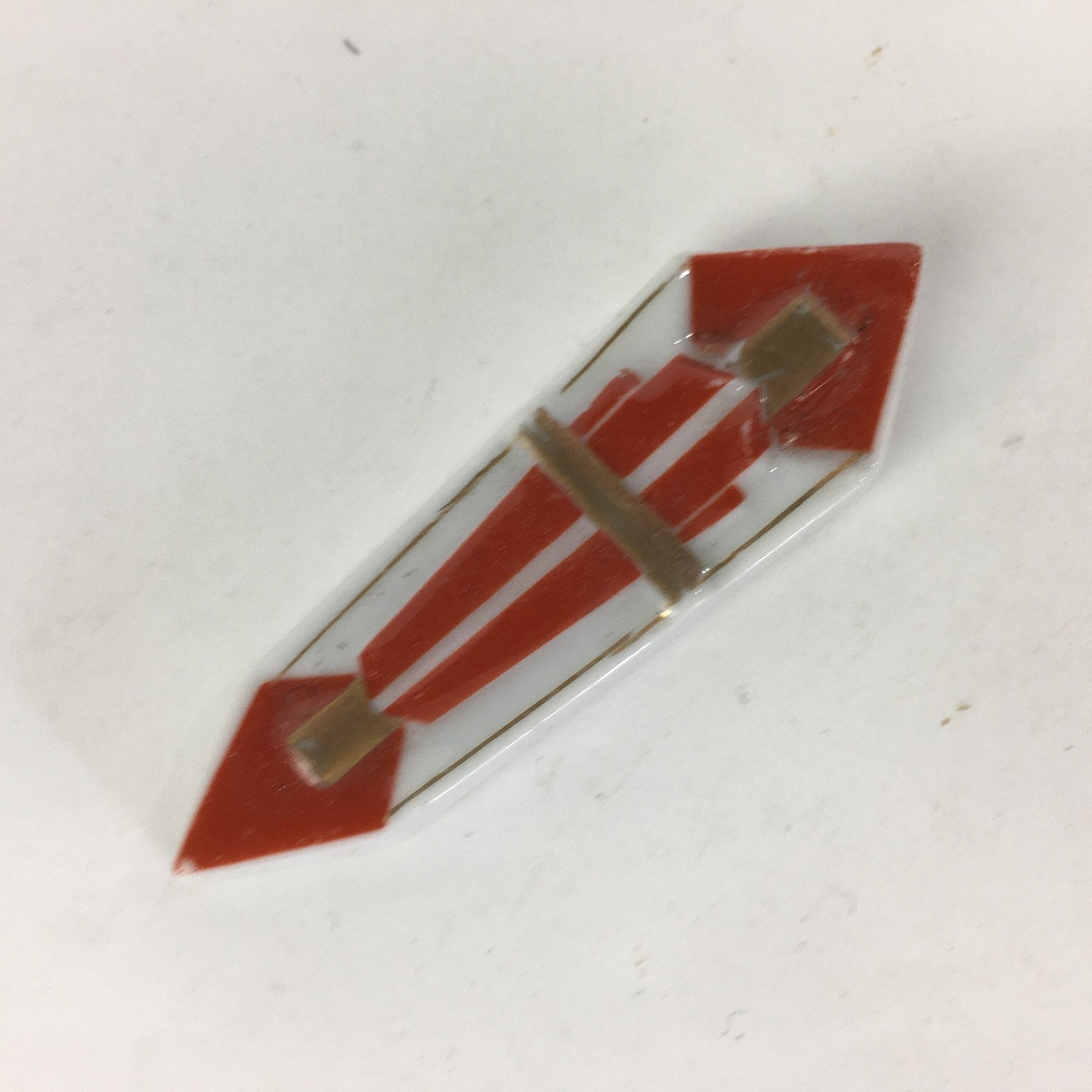 Japanese Porcelain Chopstick Rest Holder Vtg Japanese Noshi Lucky Charm CR231