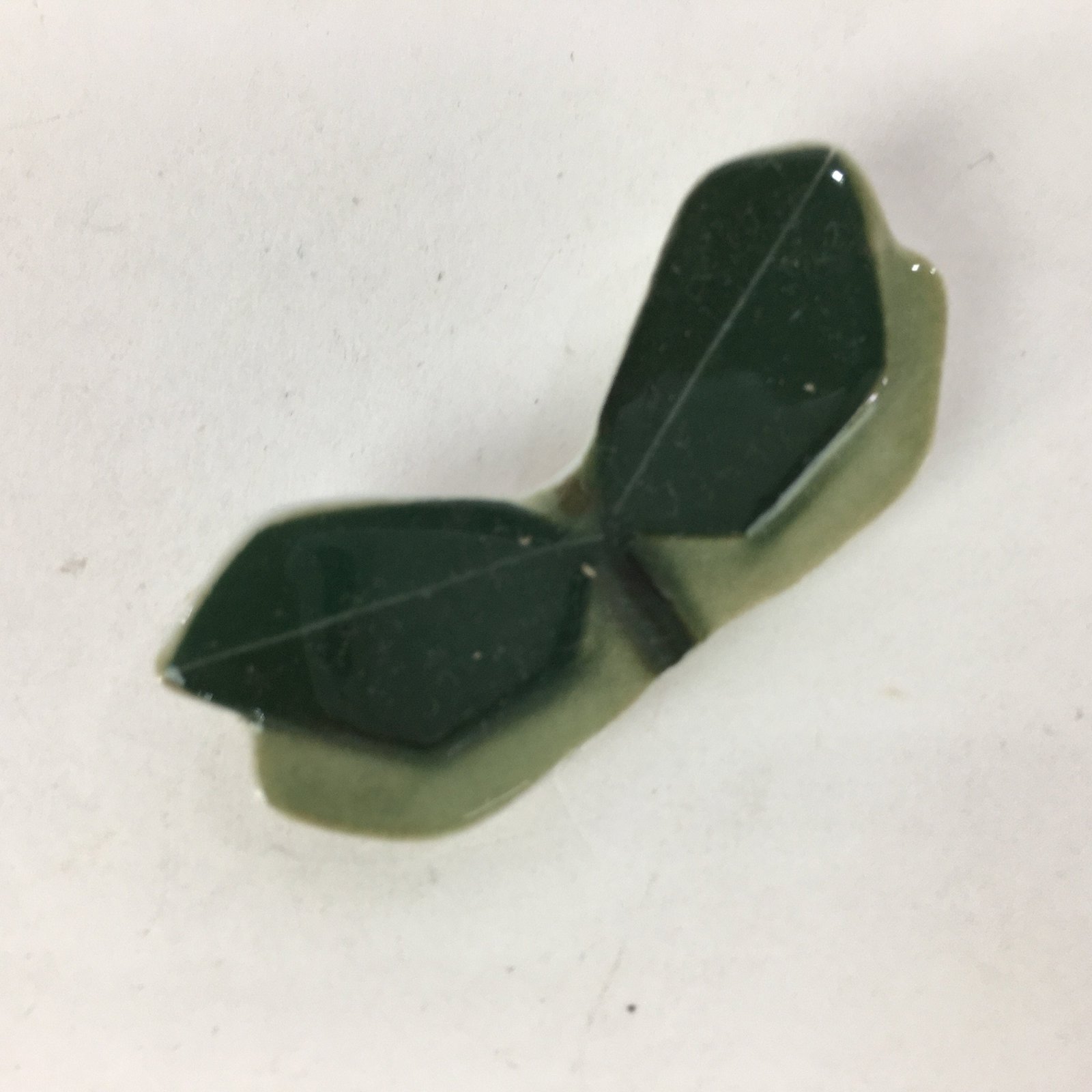 Japanese Porcelain Chopstick Rest Holder Vtg New leaves Green Hashioki CR238