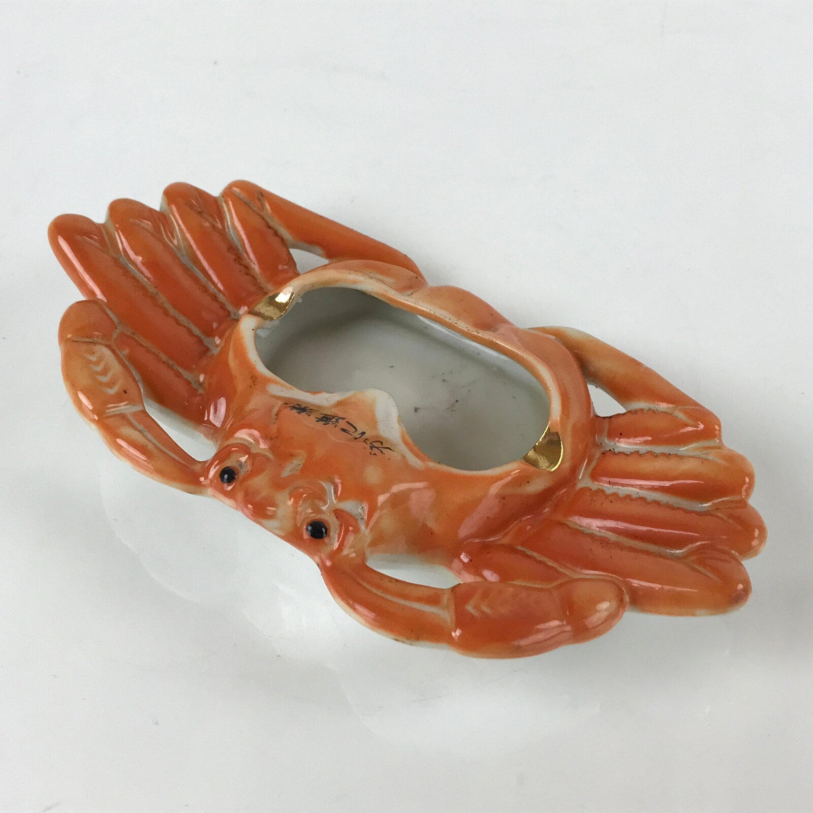 Japanese Porcelain Crab Ashtray Vtg Kanidoraku Restaurant Orange Haizara PY643
