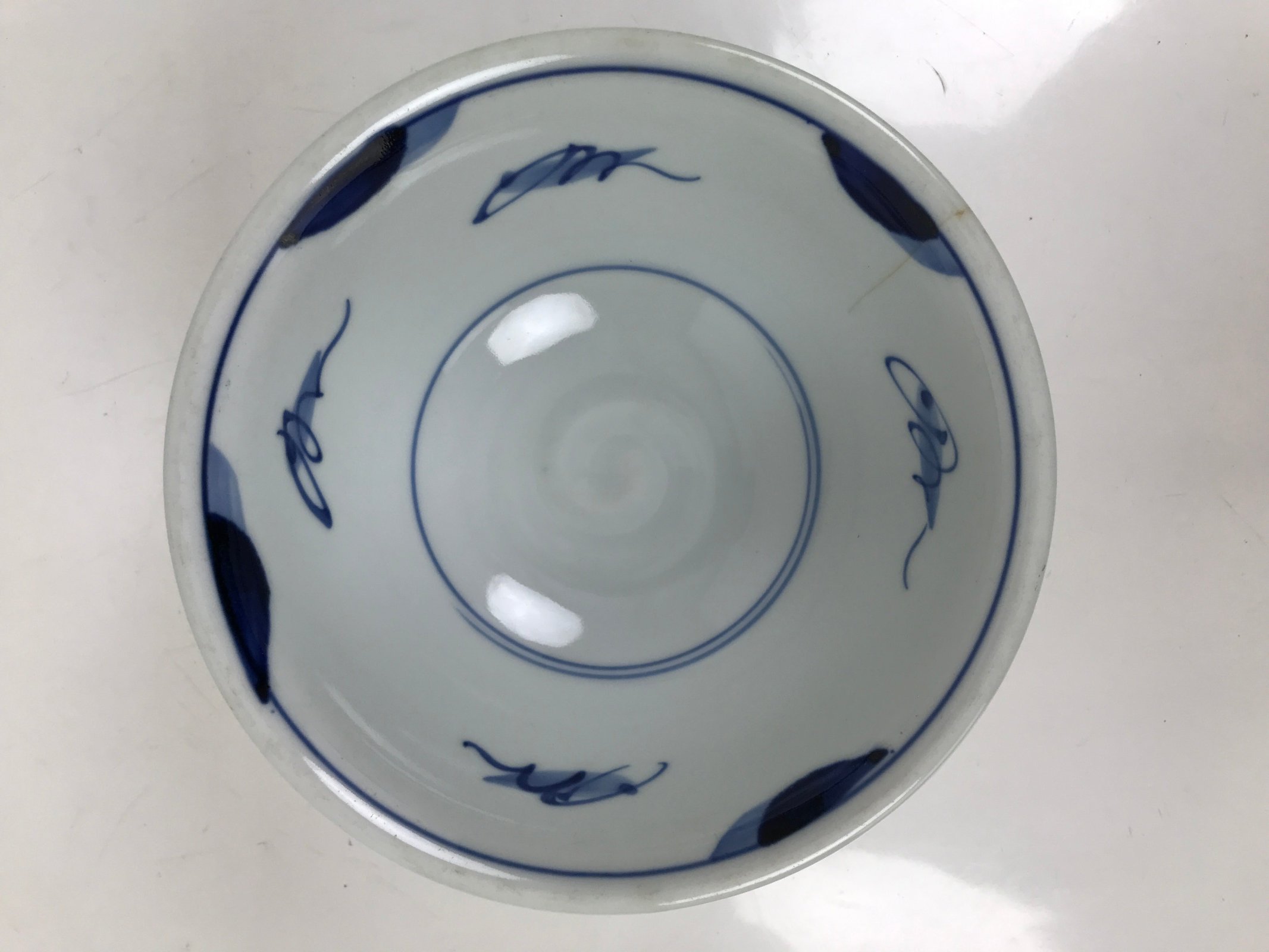Japanese Porcelain Donburi Bowl Soba Udon Noodle Soup Blue White Sometsuke Y401