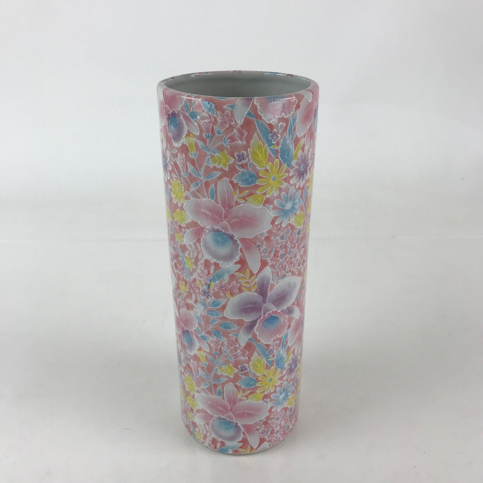 Japanese Porcelain Flower Vase Kabin Floral Pattern Ikebana Pink FK20