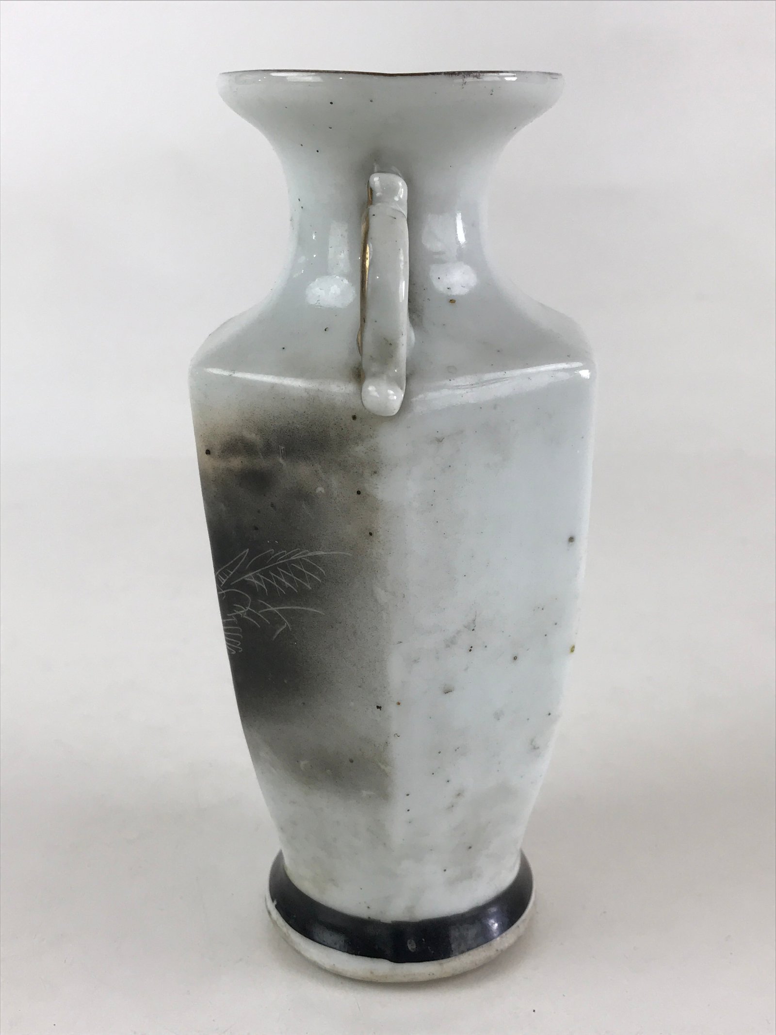 Japanese Porcelain Flower Vase Kabin Vtg Mt. Fuji Dragon Ikebana Arrangement FK3