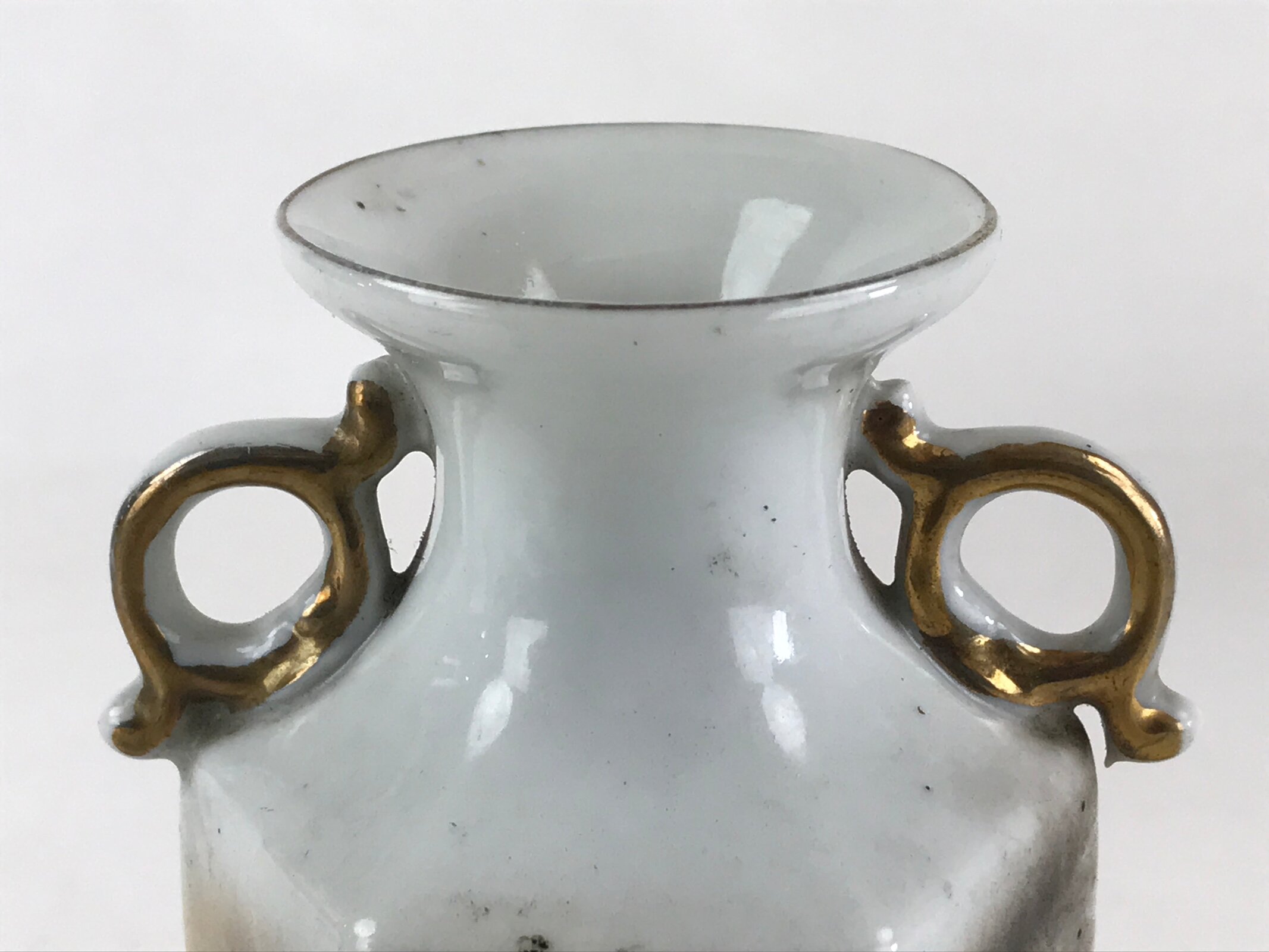 Japanese Porcelain Flower Vase Kabin Vtg Mt. Fuji Dragon Ikebana Arrangement FK3