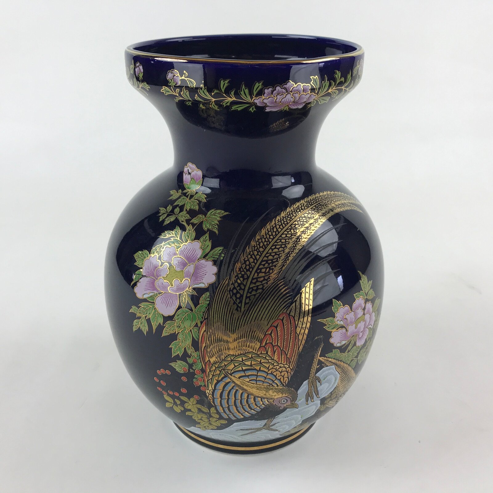 Japanese Porcelain Flower Vase Kutani ware Vtg Kabin Ikebana Arrangement FK40