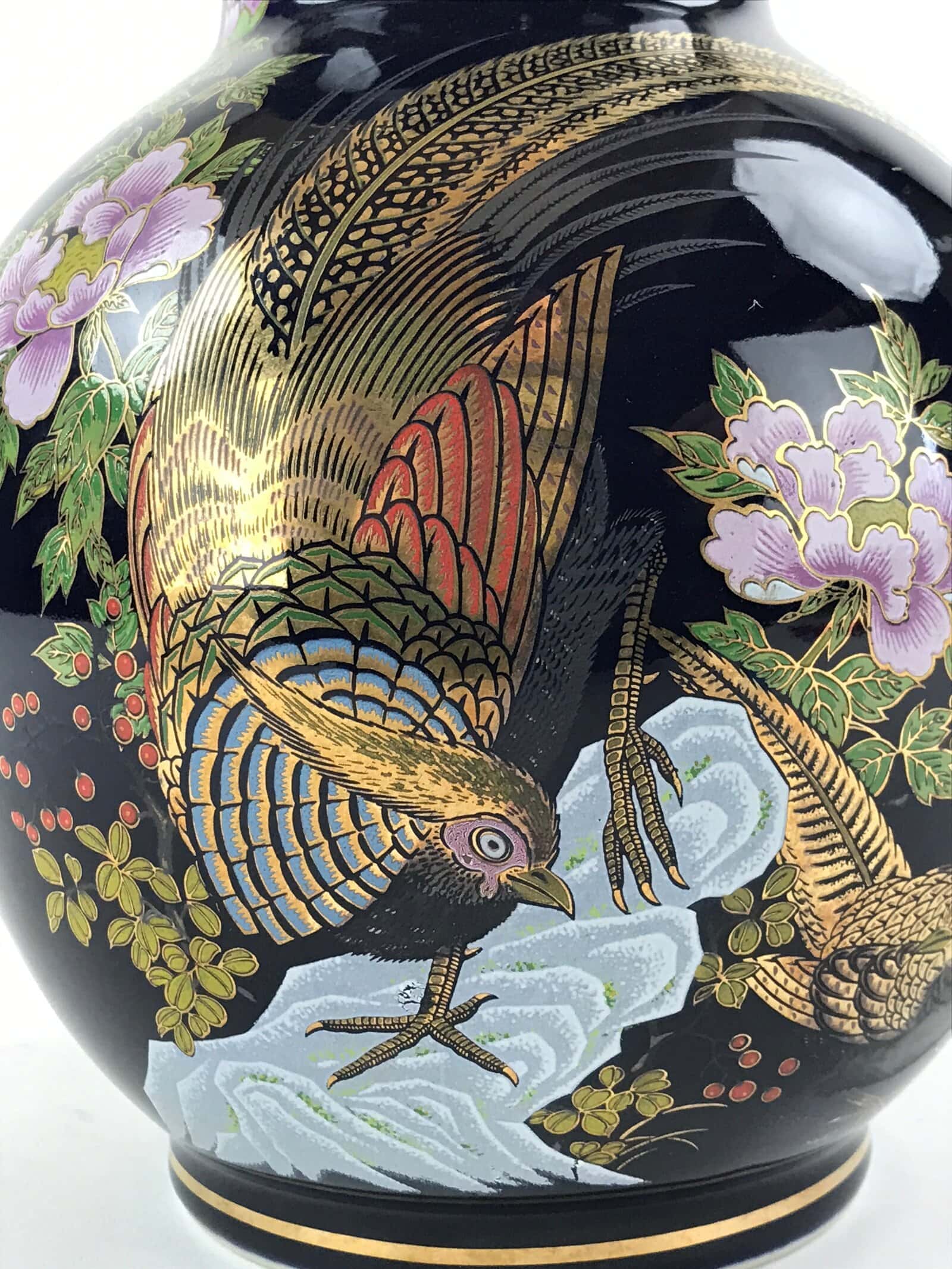 Japanese Porcelain Flower Vase Kutani ware Vtg Kabin Ikebana Arrangement FK40