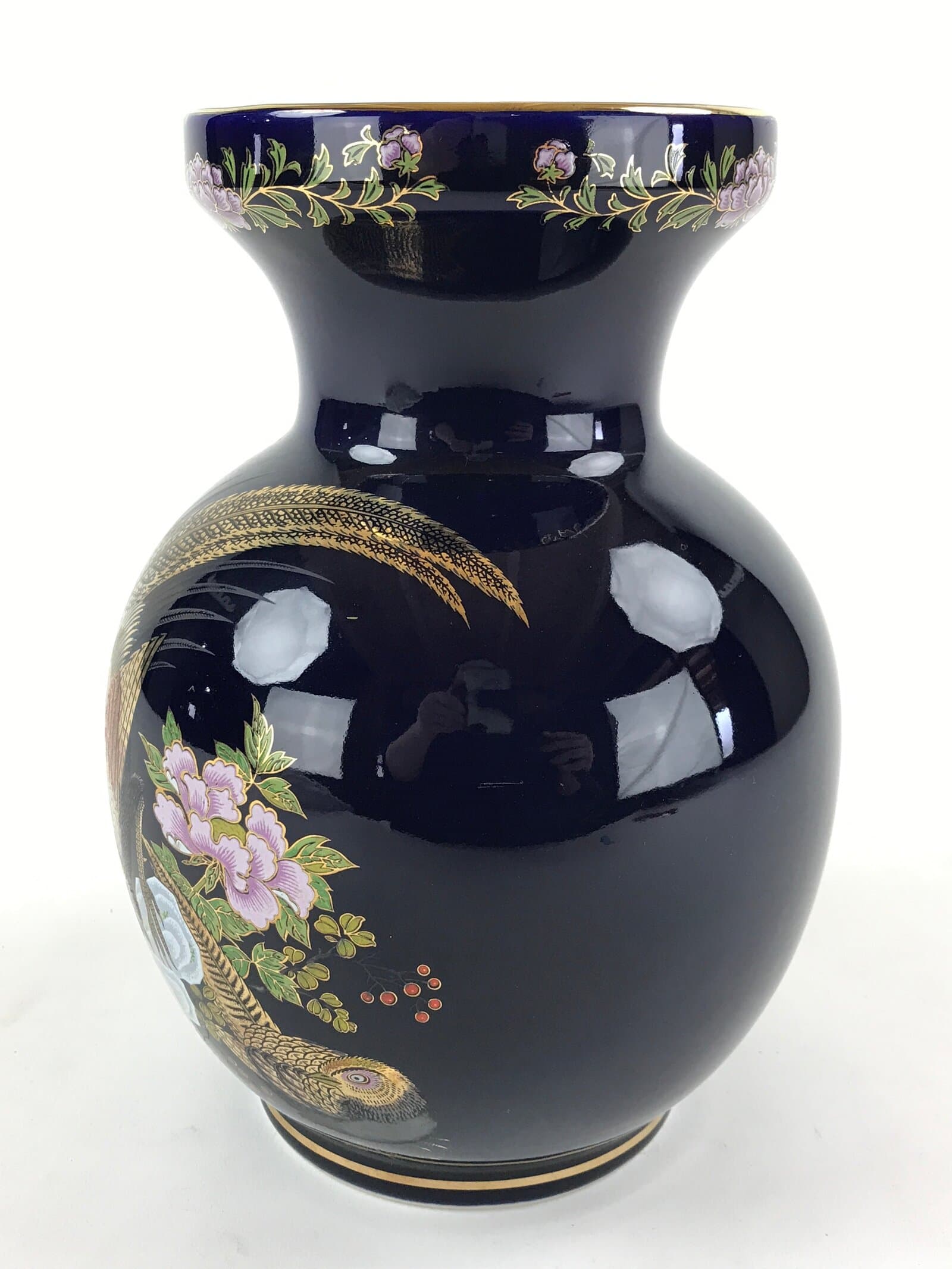Japanese Porcelain Flower Vase Kutani ware Vtg Kabin Ikebana Arrangement FK40