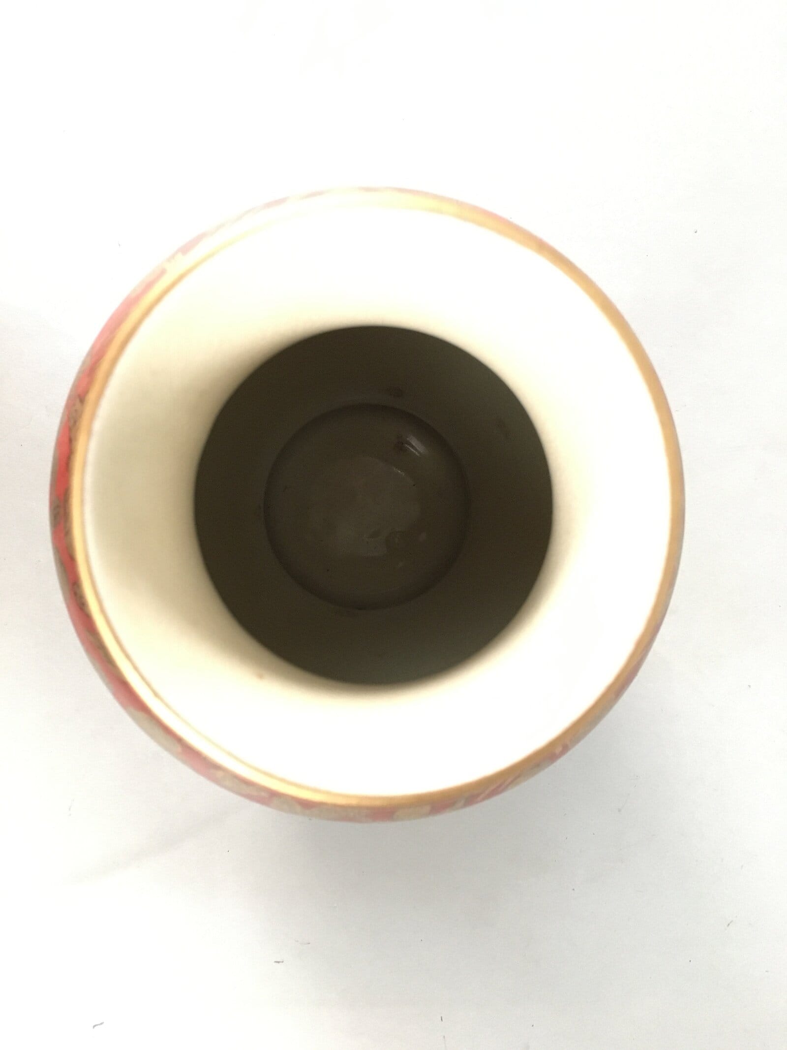 Japanese Porcelain Flower Vase Kutani ware Vtg Kabin Ikebana Red Gold FV895