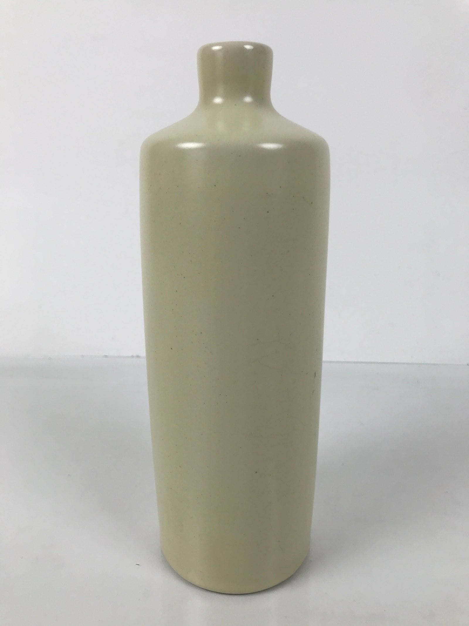 Japanese Porcelain Flower Vase Vtg Ikebana Kabin Cylindrical Pale Yellow FK219