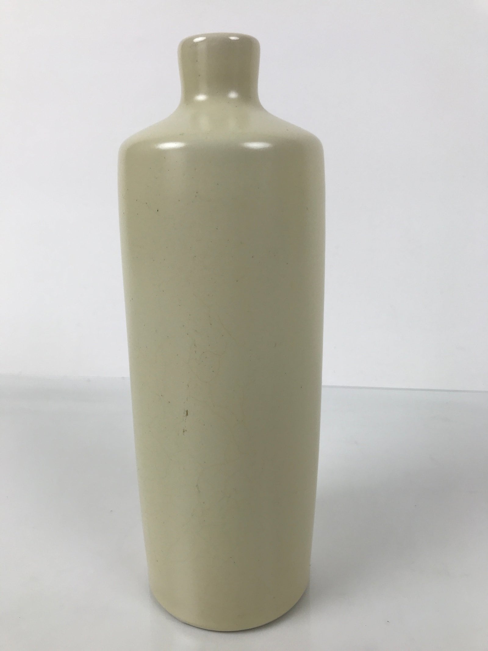 Japanese Porcelain Flower Vase Vtg Ikebana Kabin Cylindrical Pale Yellow FK219