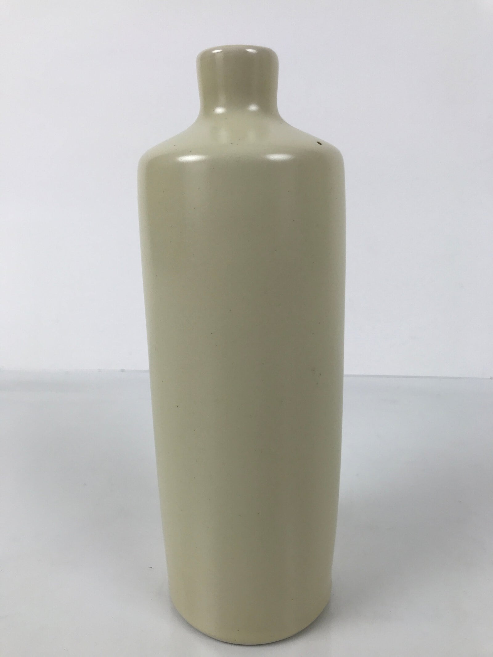 Japanese Porcelain Flower Vase Vtg Ikebana Kabin Cylindrical Pale Yellow FK219