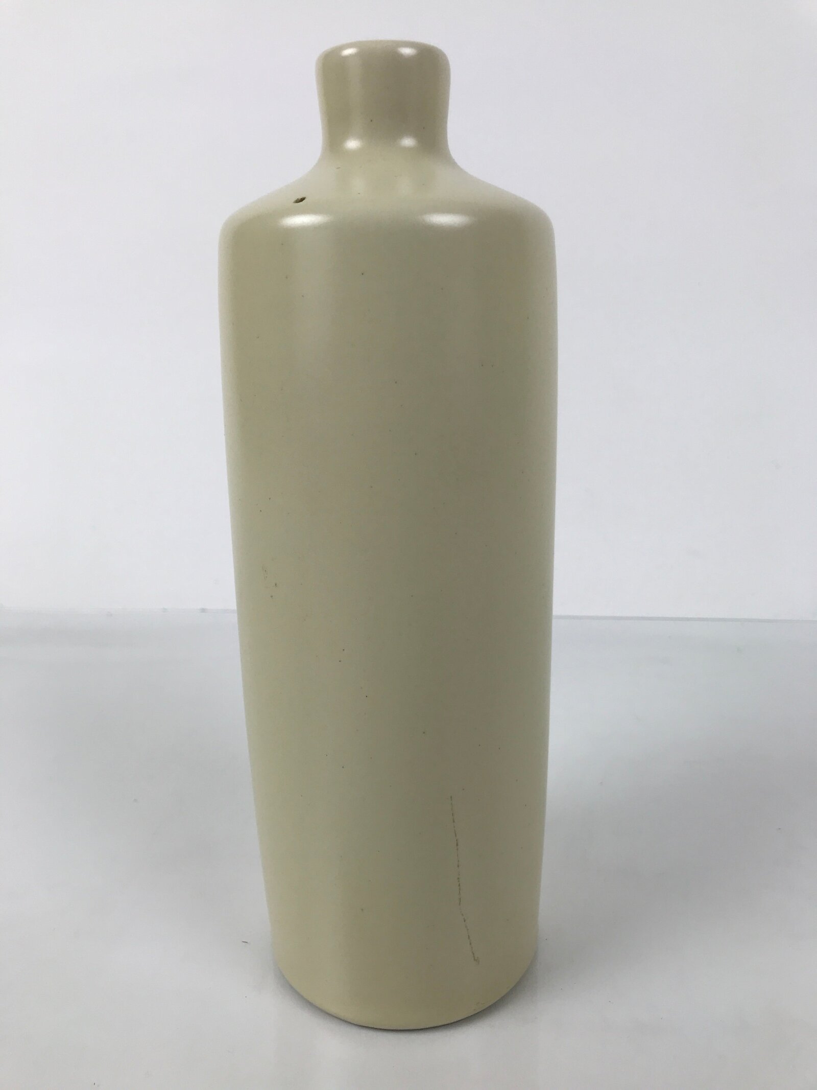 Japanese Porcelain Flower Vase Vtg Ikebana Kabin Cylindrical Pale Yellow FK219