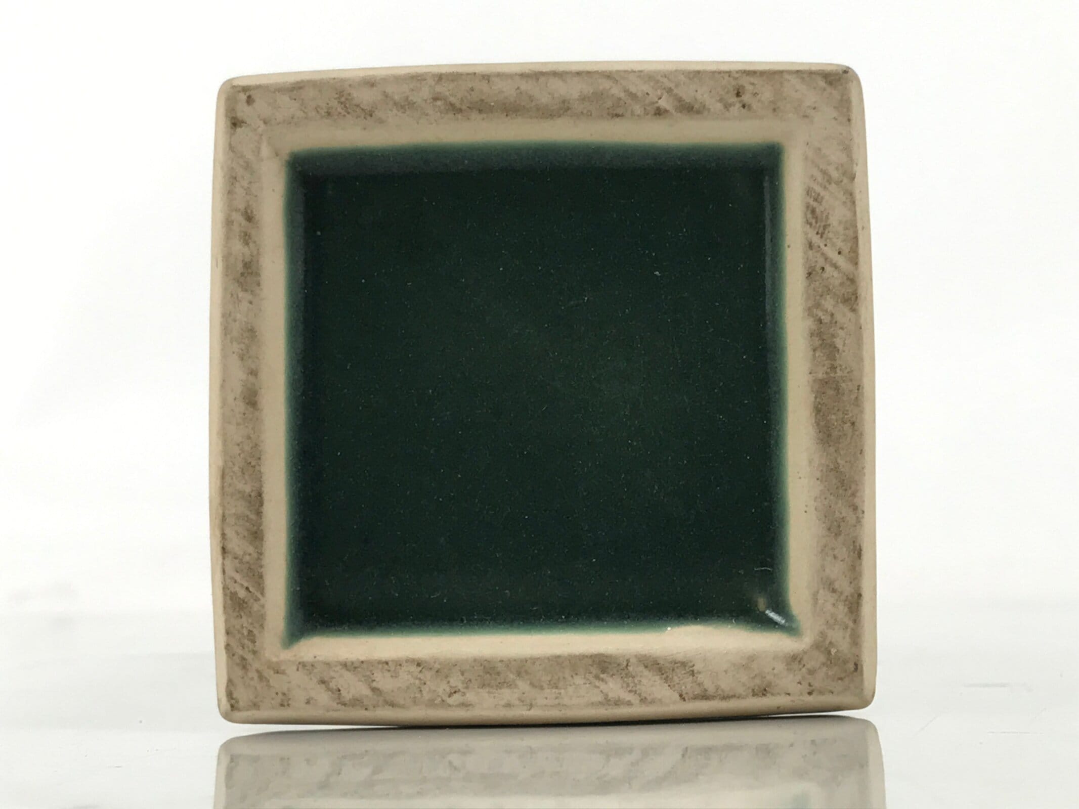 Japanese Porcelain Flower Vase Vtg Ikebana Kabin Green Square Crest Slim FK178