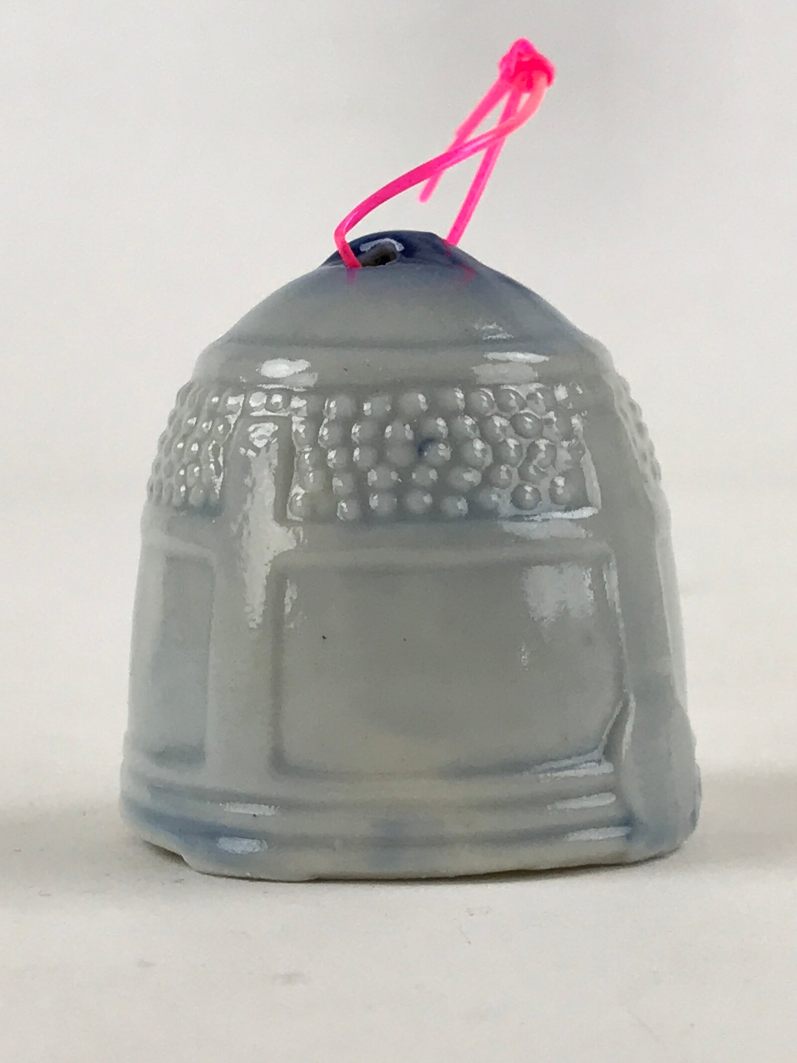 Japanese Porcelain Furin Wind Chime Vtg White Blue Paper String Basho DR496