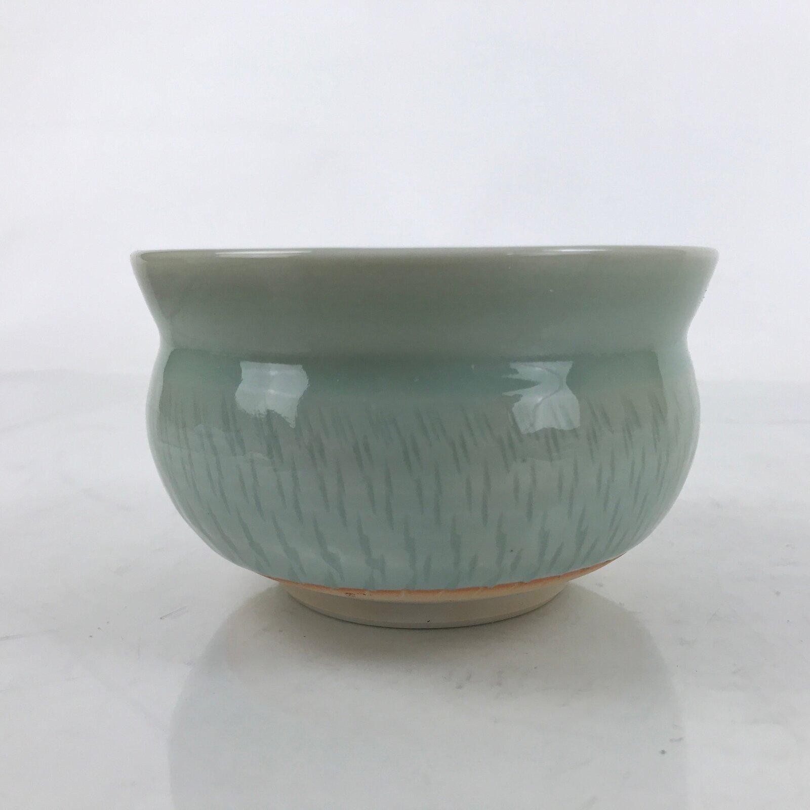 Japanese Porcelain Green Tea Bowl Matcha Chawan Vtg Celadon Seiji Blue CHB77