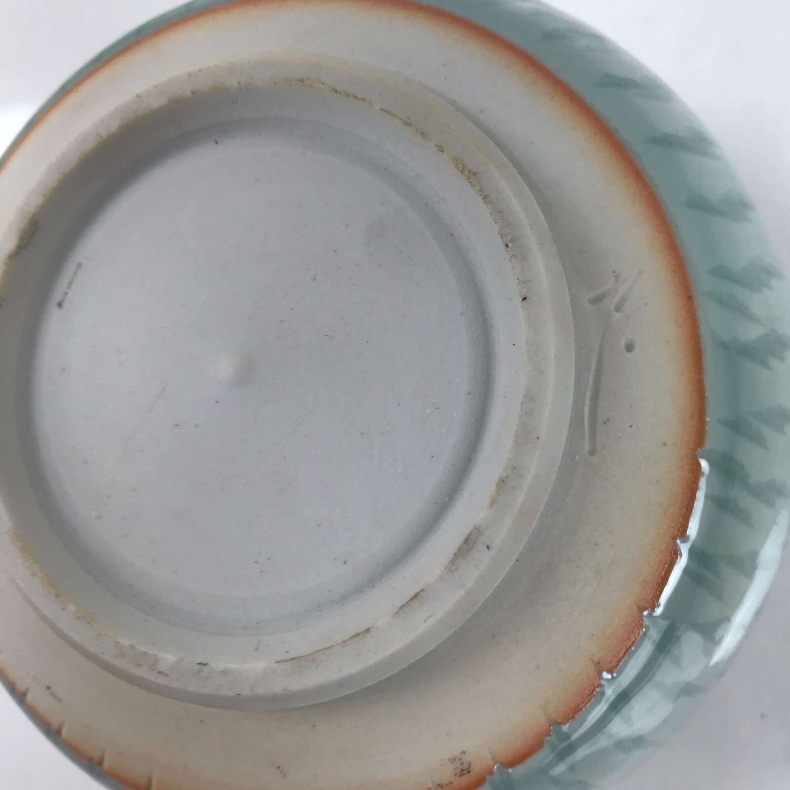 Japanese Porcelain Green Tea Bowl Matcha Chawan Vtg Celadon Seiji Blue CHB77