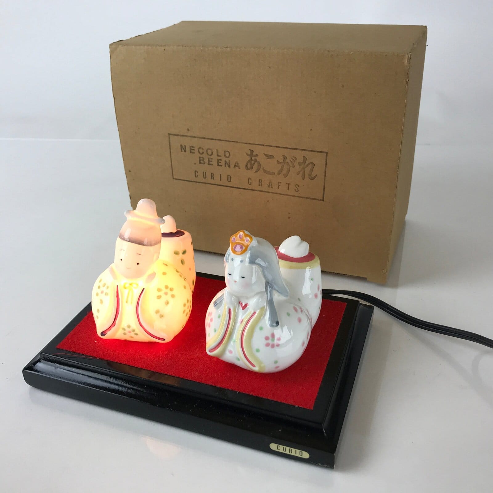 Japanese Porcelain Hina Doll Lamp Electric Light Vtg Girl's Day Festival ID480