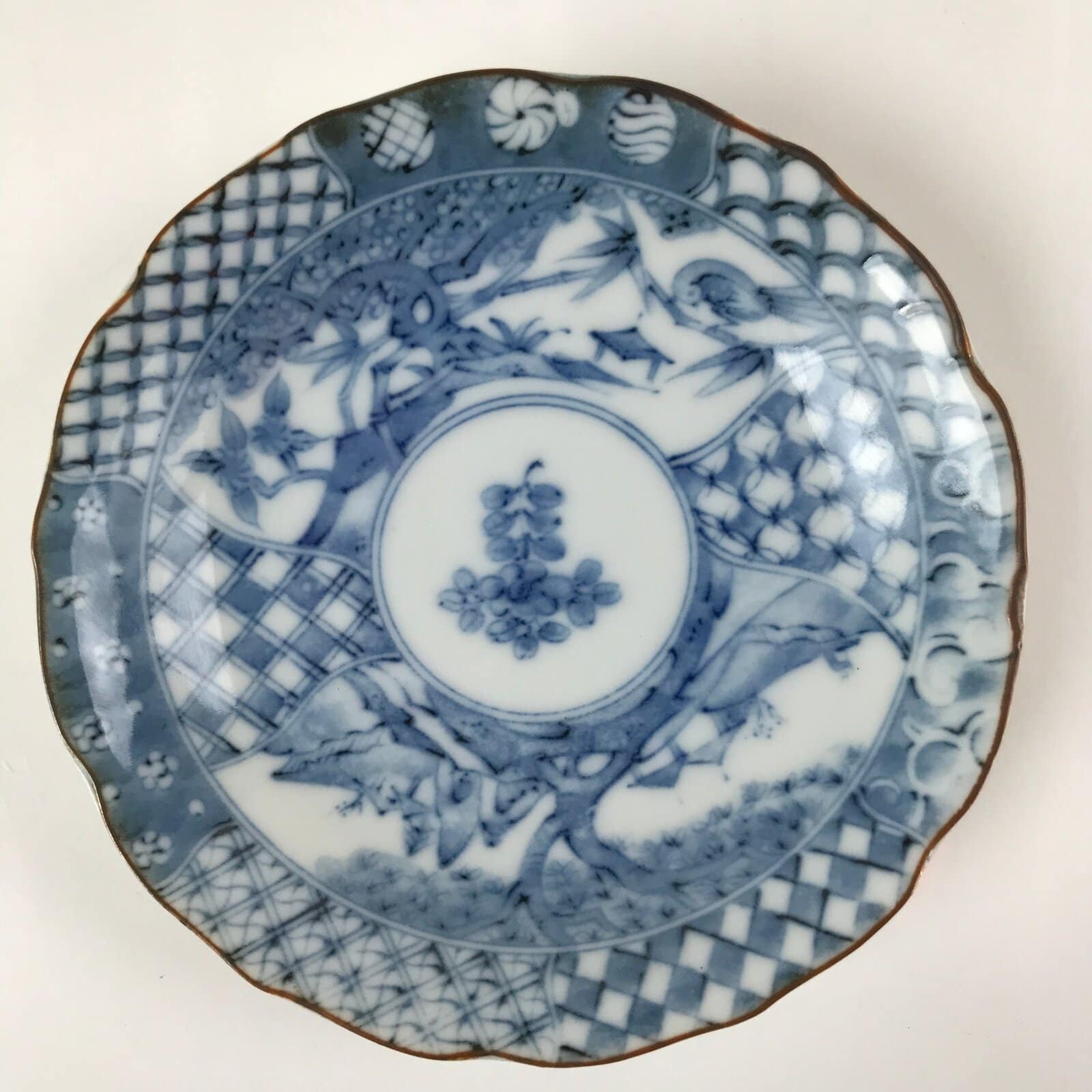Japanese Porcelain Imari Small Plate Kozara Vtg Sometsuke Scenery Blue PY676