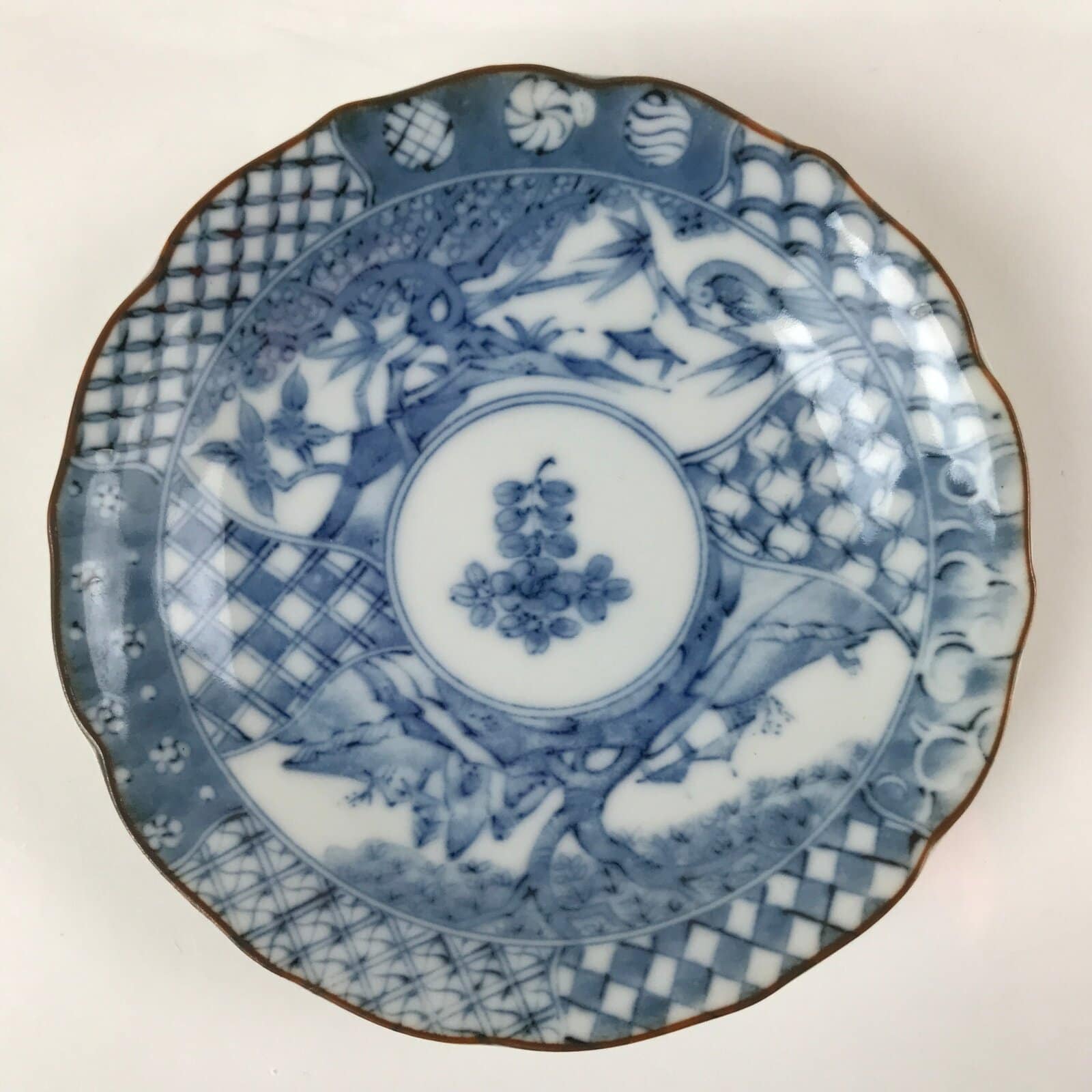Japanese Porcelain Imari Small Plate Kozara Vtg Sometsuke Scenery Blue PY677