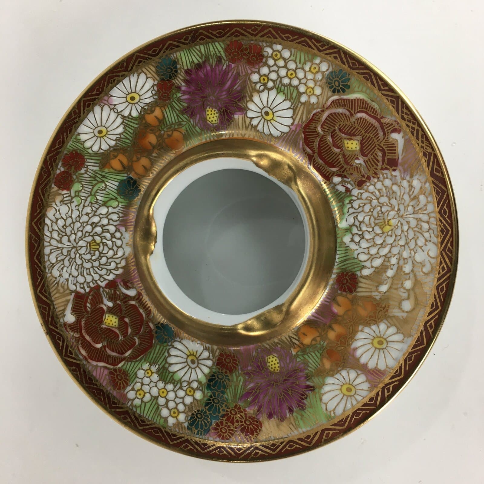 Japanese Porcelain Kutani Ware Ashtray Vtg Haizara Golden Flower Pattern PP508