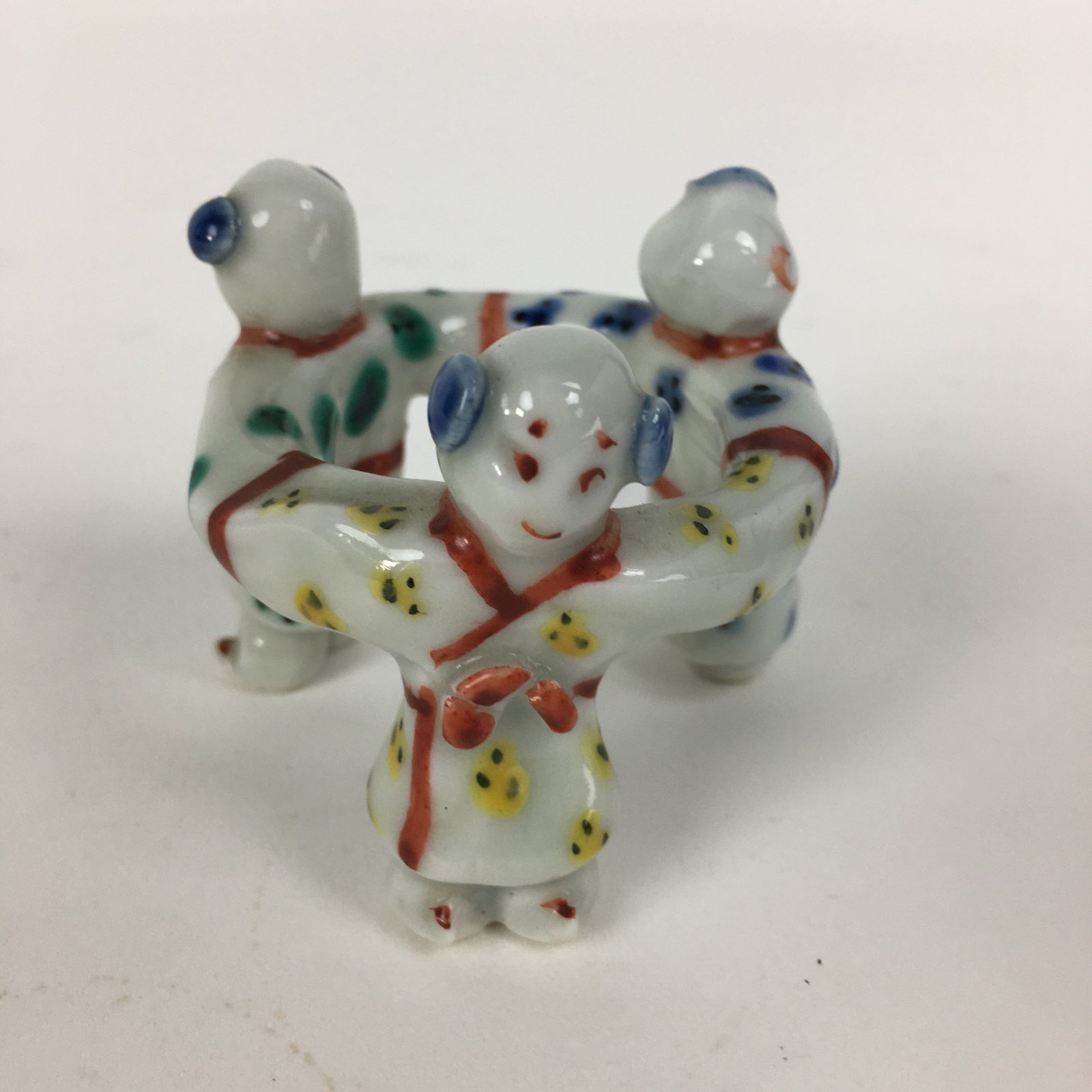 Japanese Porcelain Ladle Rest Lid Stand Tea Ceremony Vtg Futaoki Monk TG171