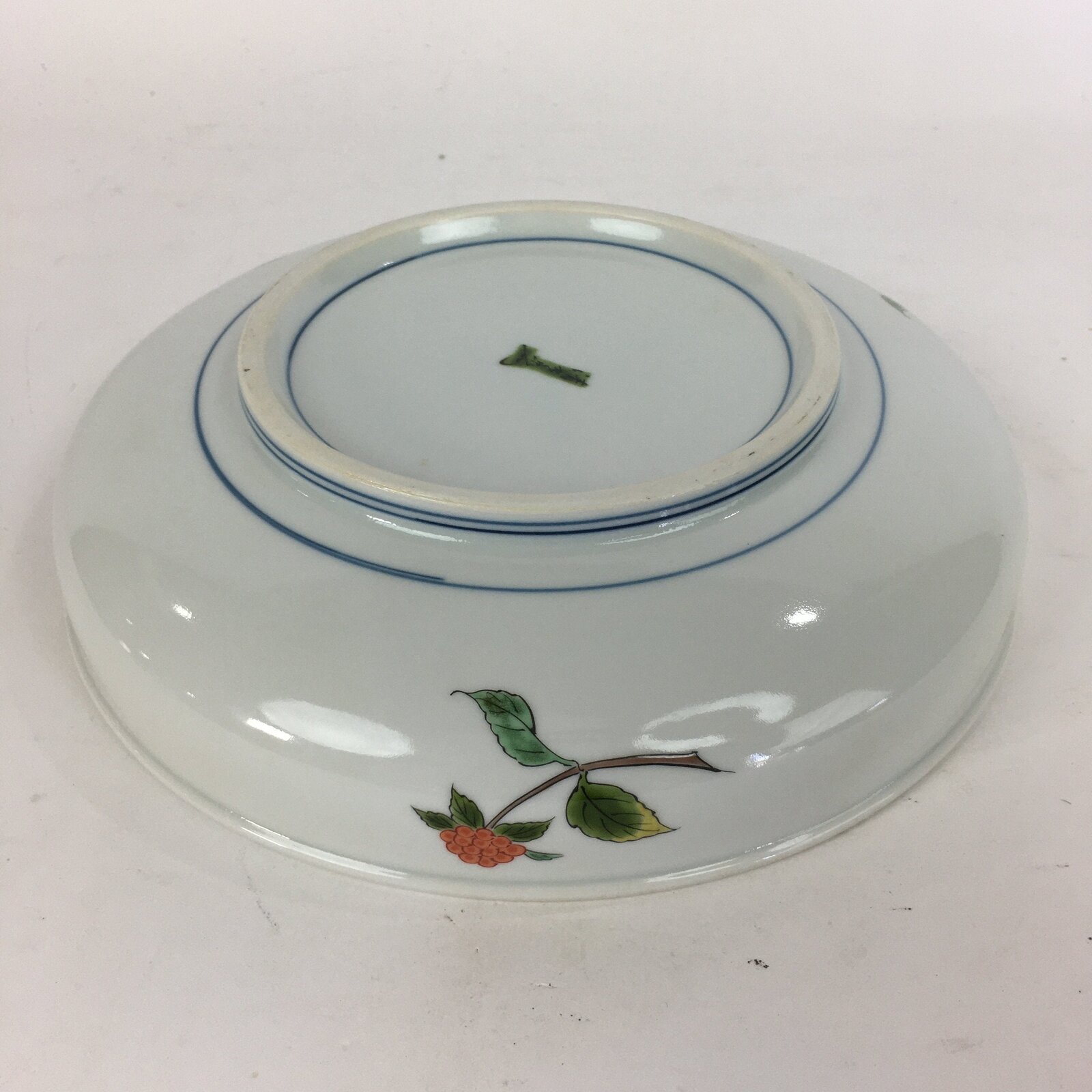 Japanese Porcelain Large Bowl Vtg White Sometsuke Colorful Flower Pattern PP593