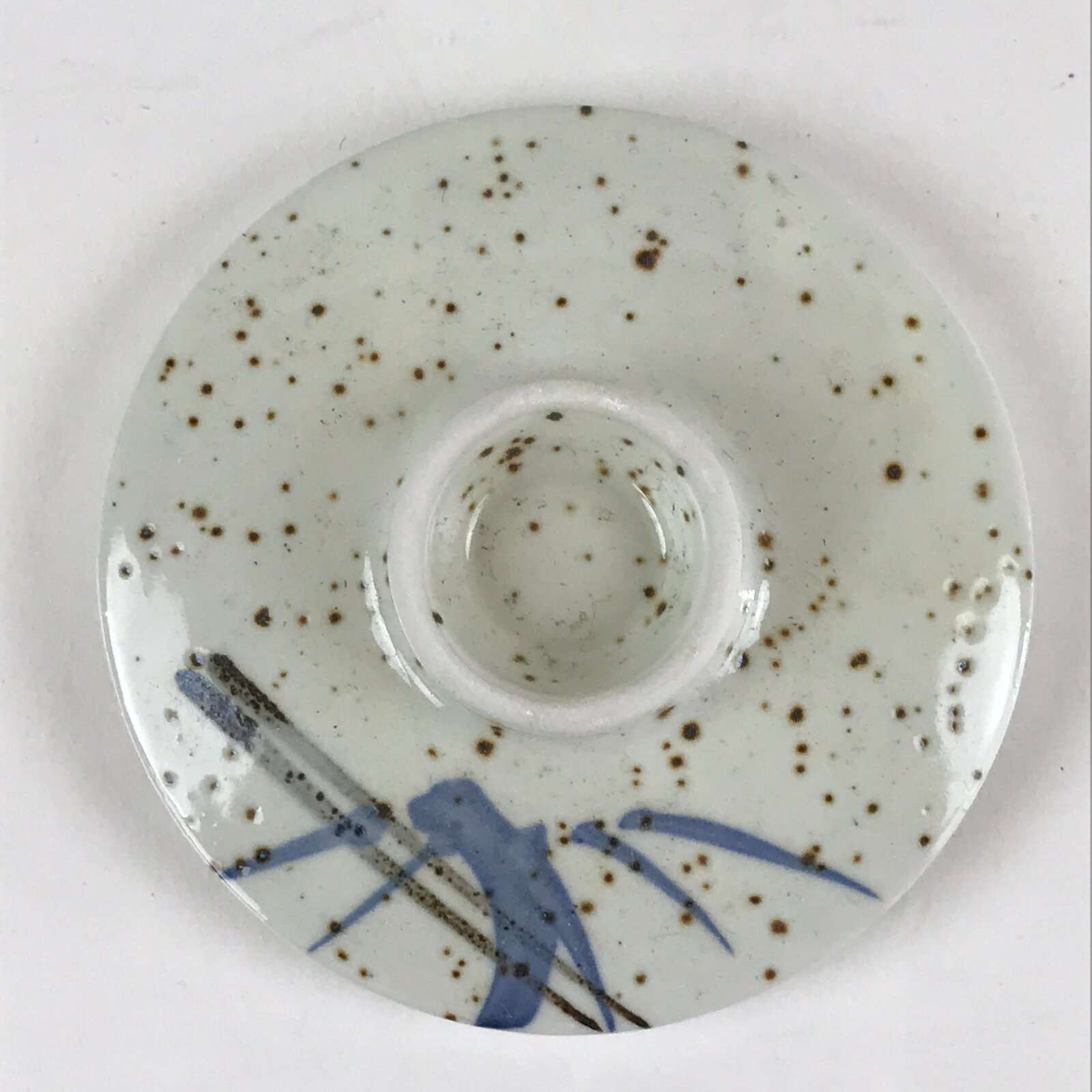 Japanese Porcelain Lidded Soup Bowl Cup Vtg Chawanmushi Blue Bamboo PY153