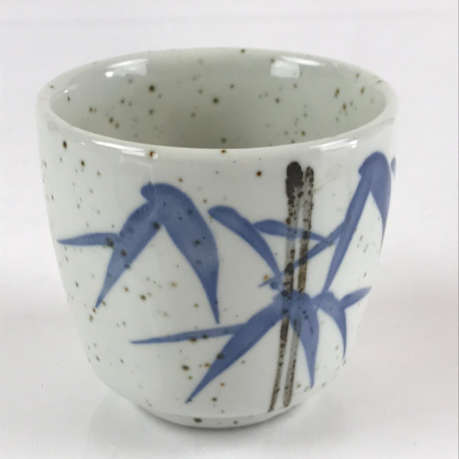 Japanese Porcelain Lidded Soup Bowl Cup Vtg Chawanmushi Blue Bamboo PY153