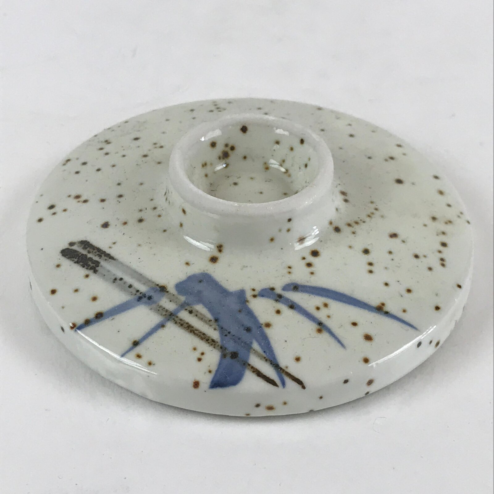 Japanese Porcelain Lidded Soup Bowl Cup Vtg Chawanmushi Blue Bamboo PY153