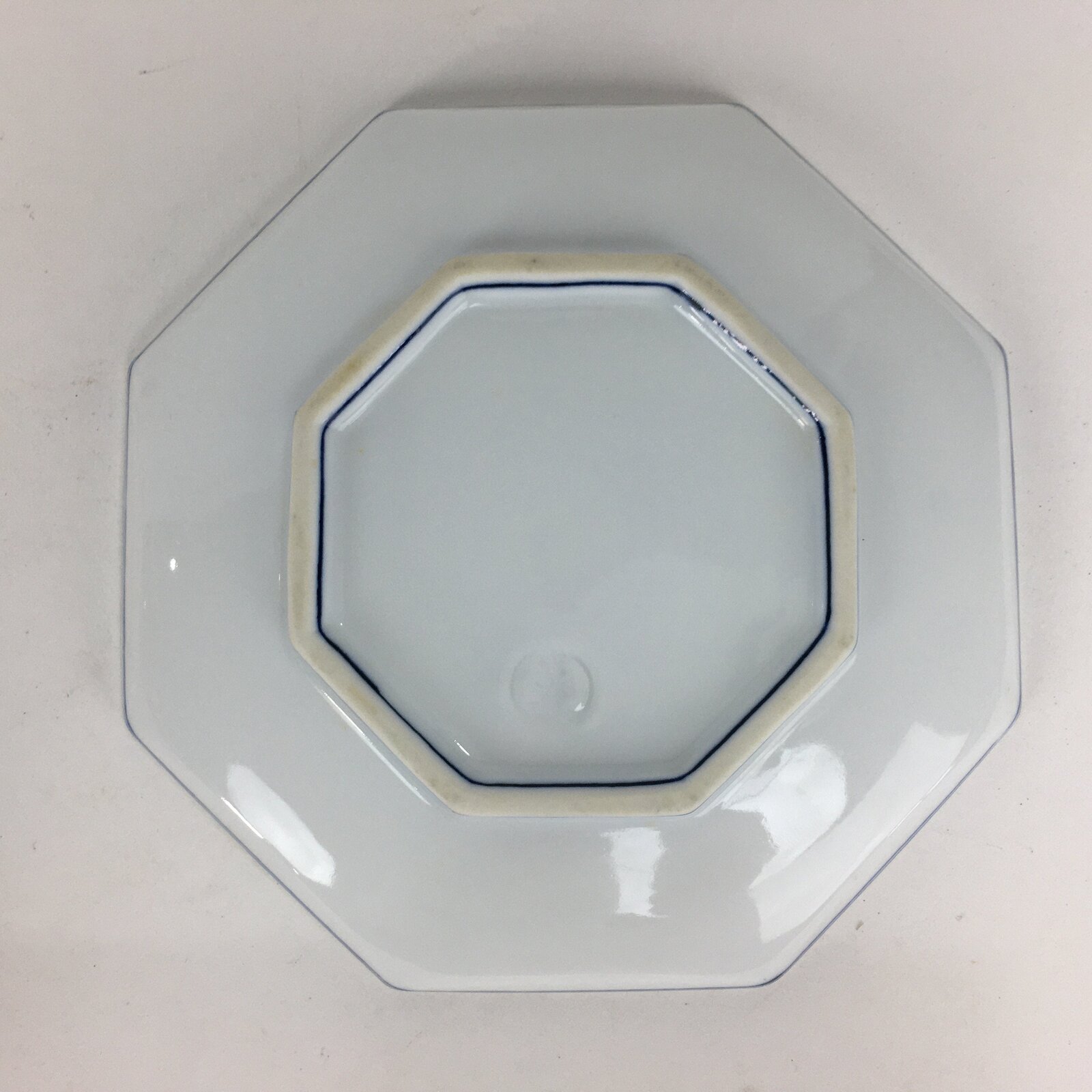 Japanese Porcelain Mino Ware Small Plate Kozara Vtg Blue Sometsuke Octagon PP667