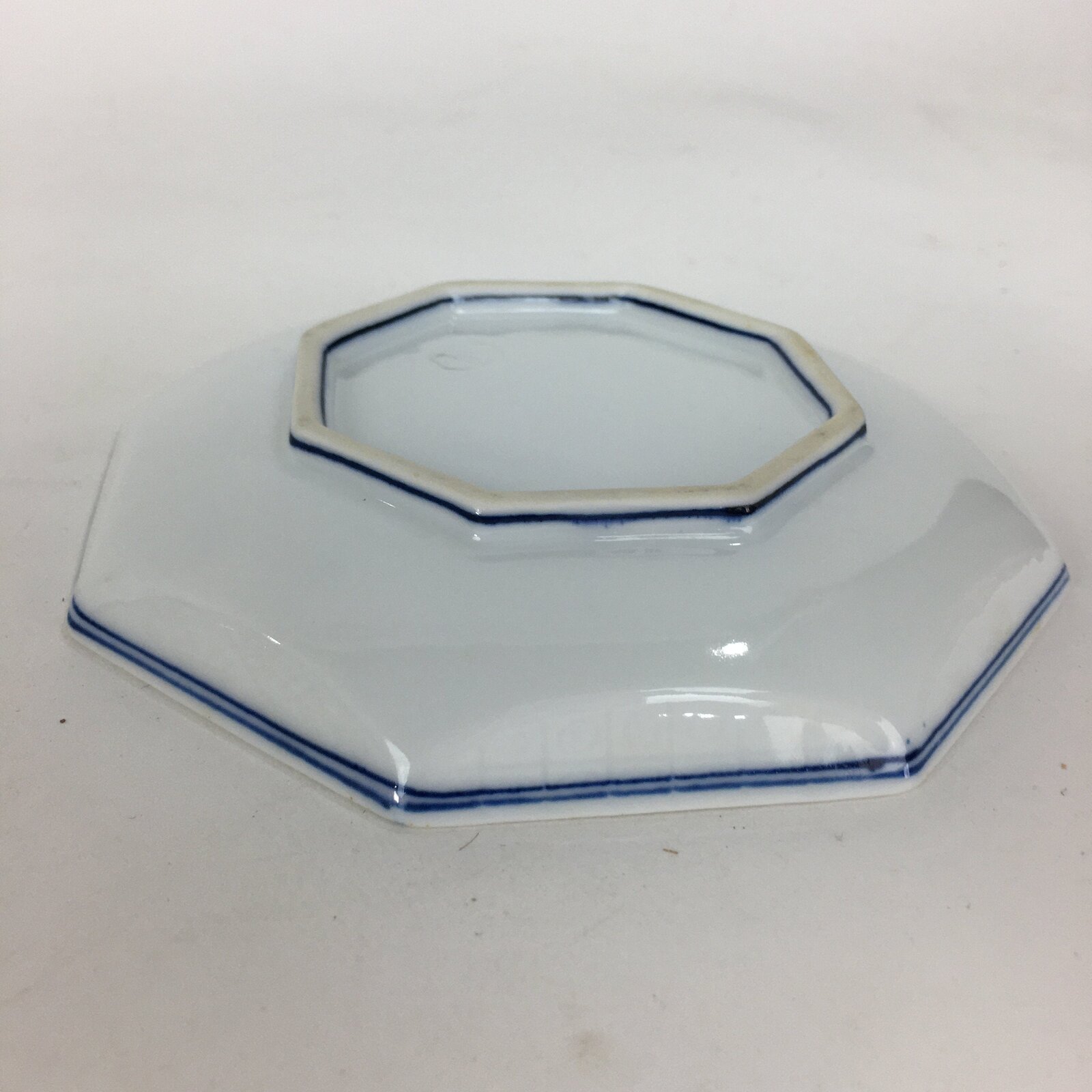 Japanese Porcelain Mino Ware Small Plate Kozara Vtg Blue Sometsuke Octagon PP667
