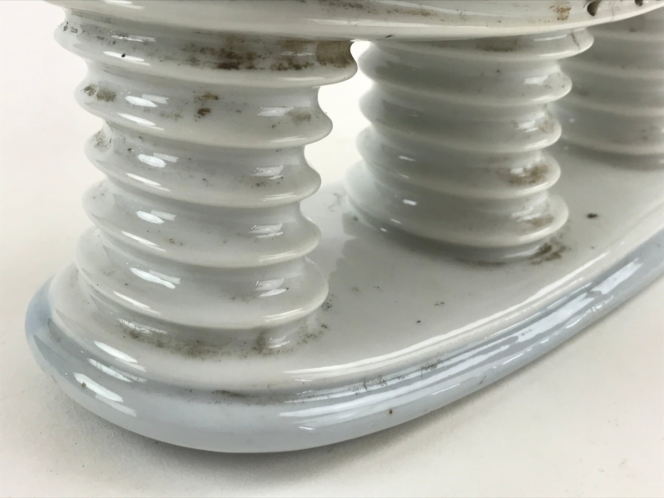 Japanese Porcelain Neck Rest Antique Geisha Takamakura Pillow Blue White JK569