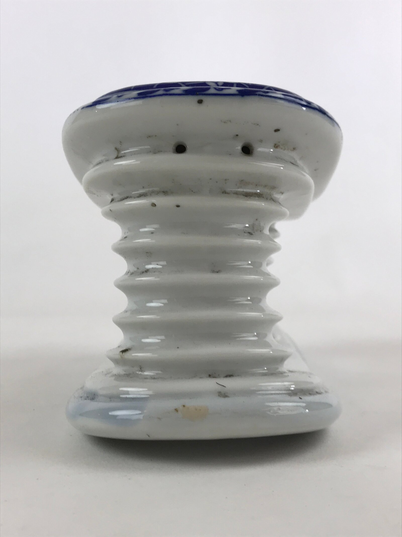 Japanese Porcelain Neck Rest Antique Geisha Takamakura Pillow Blue White JK569