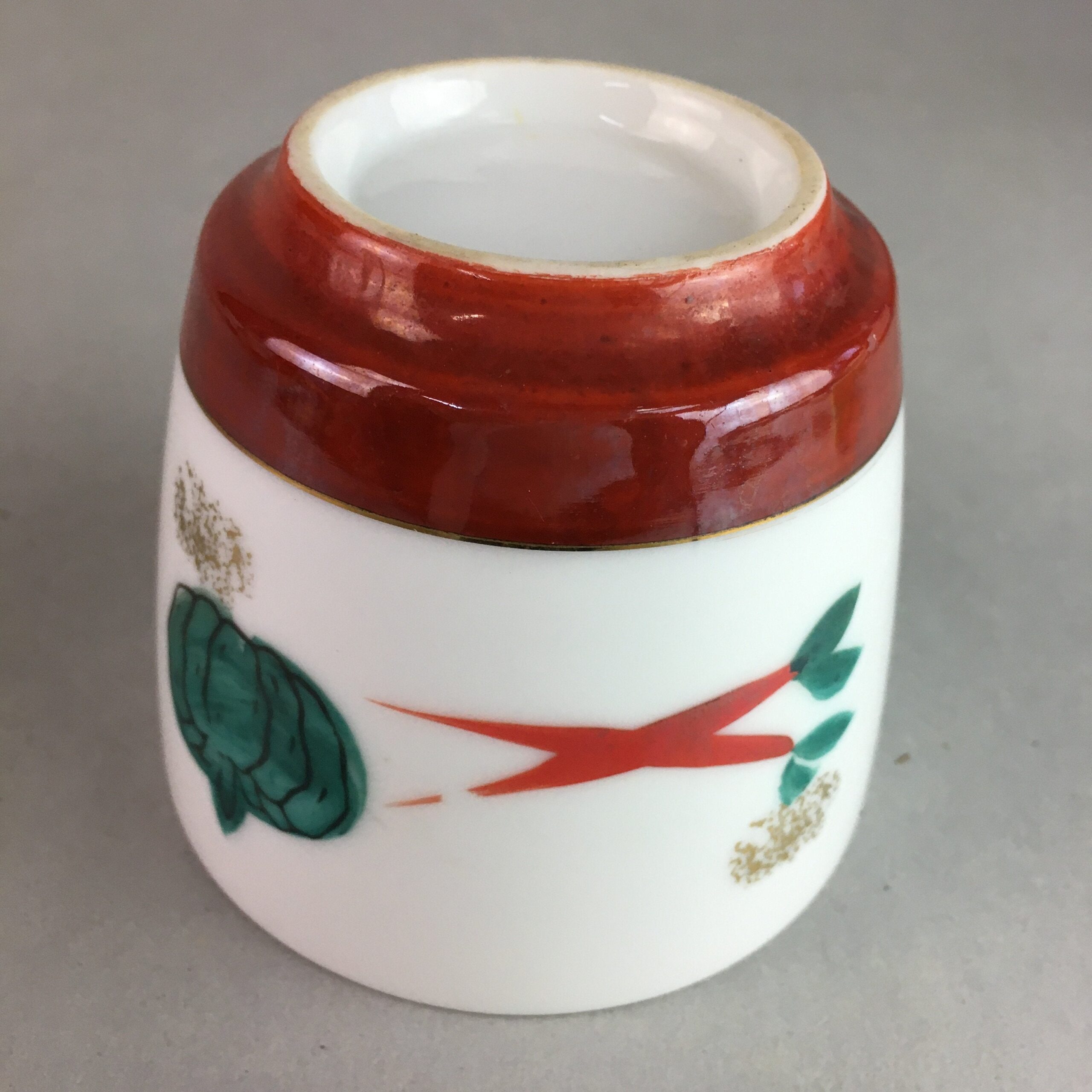 Japanese Porcelain Noodle Bowl Cup Vtg Soba Choko Word Kanji Vegetable PP289