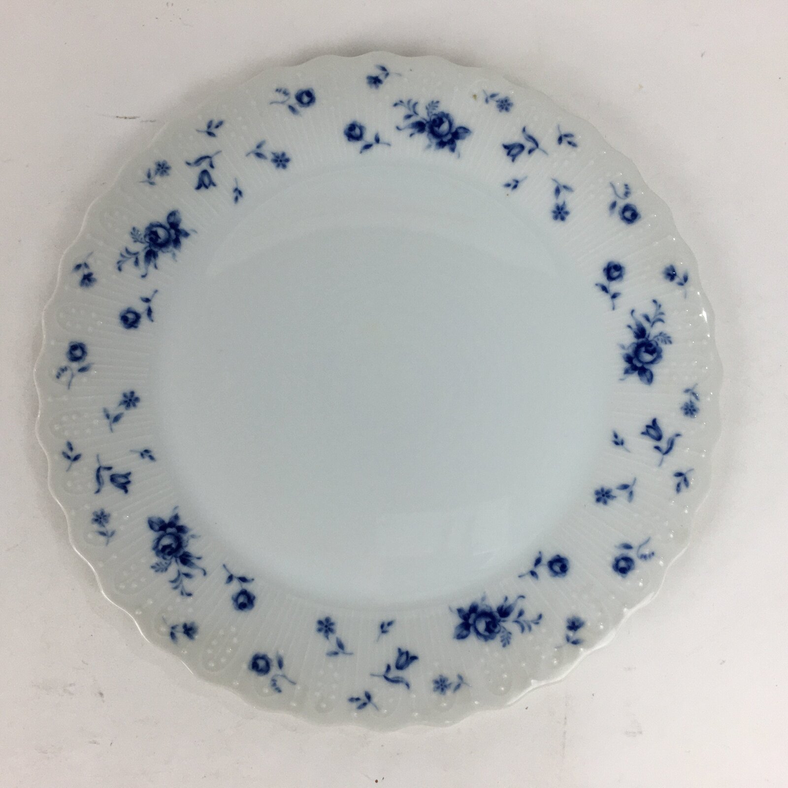 Japanese Porcelain Plate Sara Vtg Keito Blue Charm Flower Pattern Round PP688