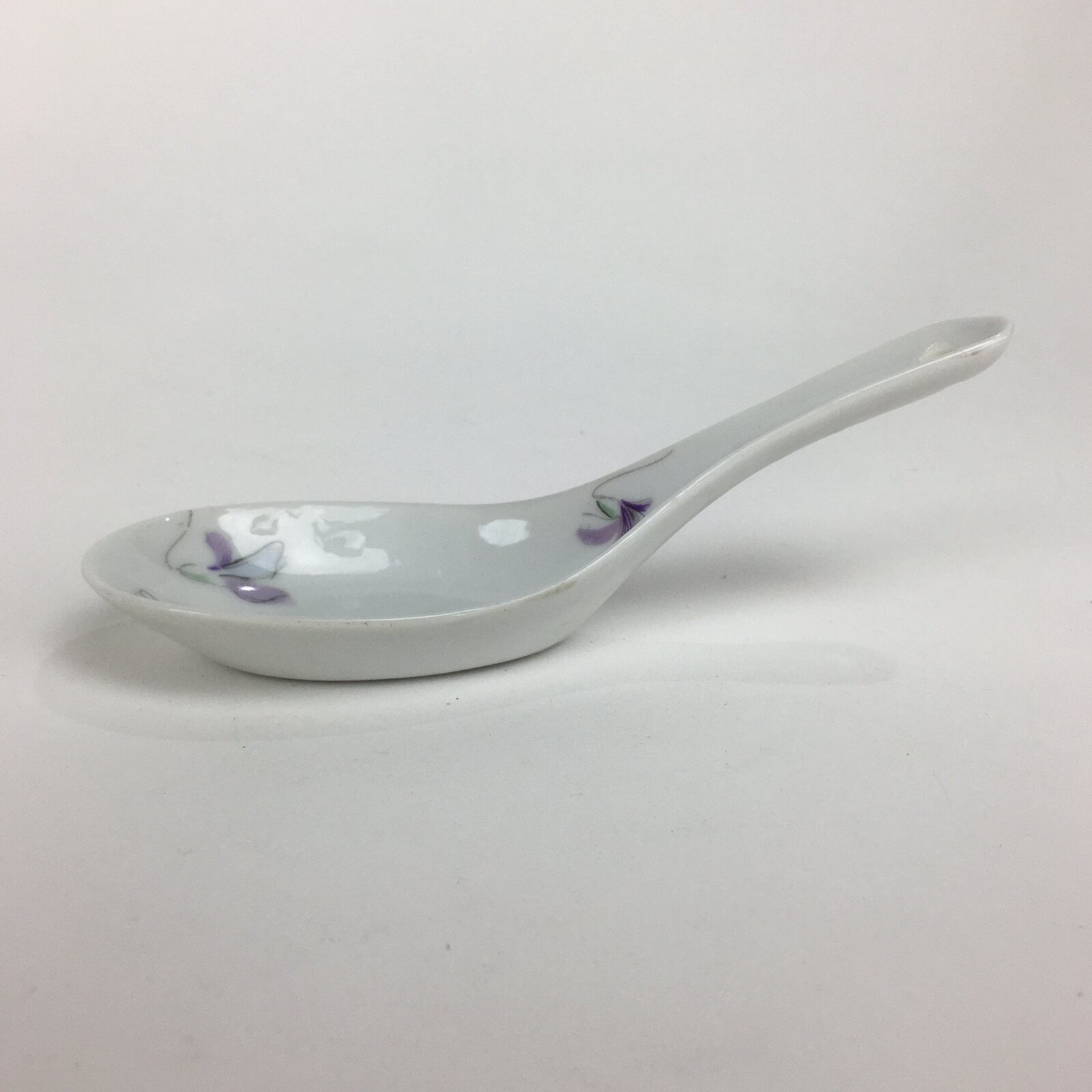 Japanese Porcelain Renge Spoon 5pc Set Vtg White Spoon Black Spoon Stand PP510