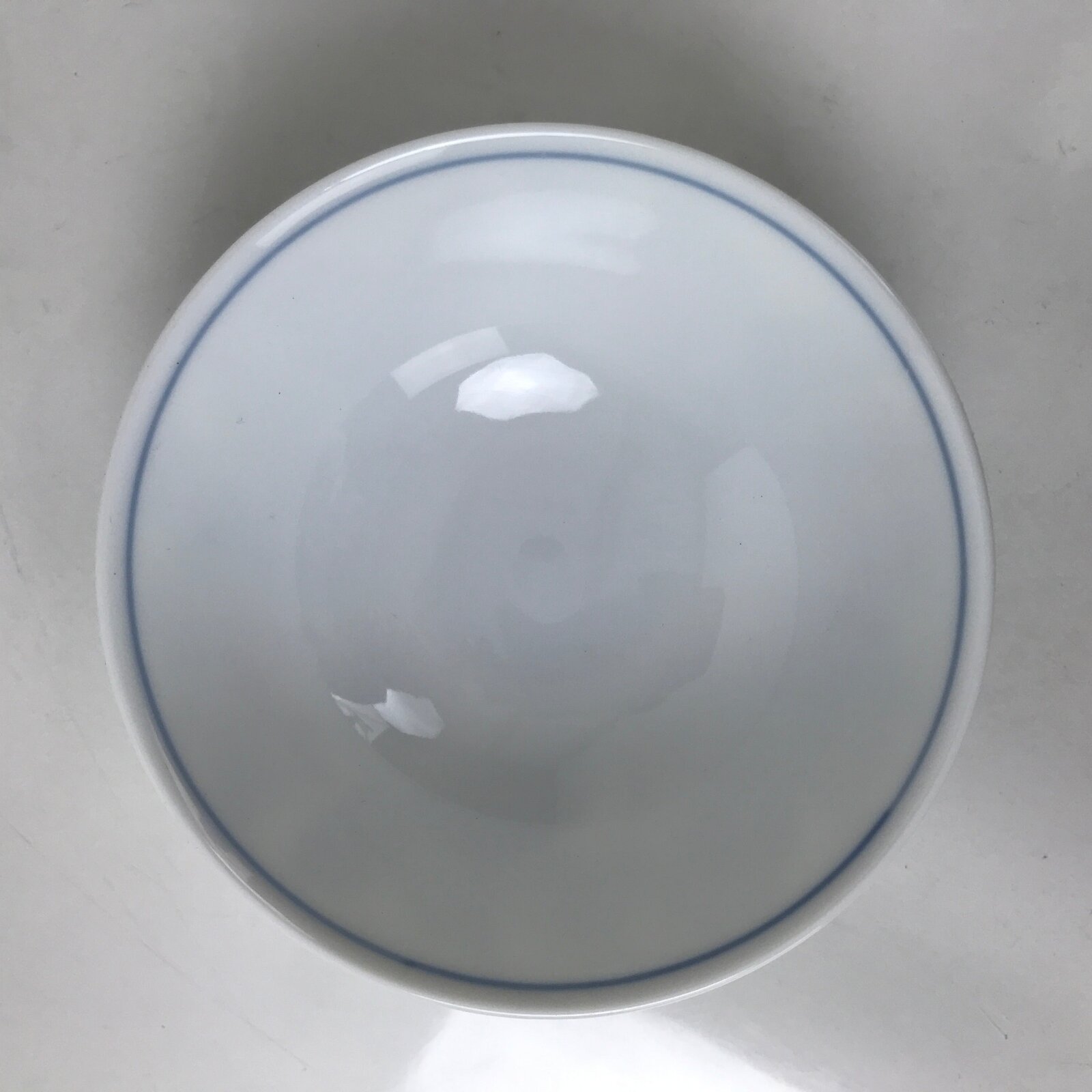 Japanese Porcelain Rice Bowl Owan Vtg Kobachi White Blue Leaf Peony Flower Y268