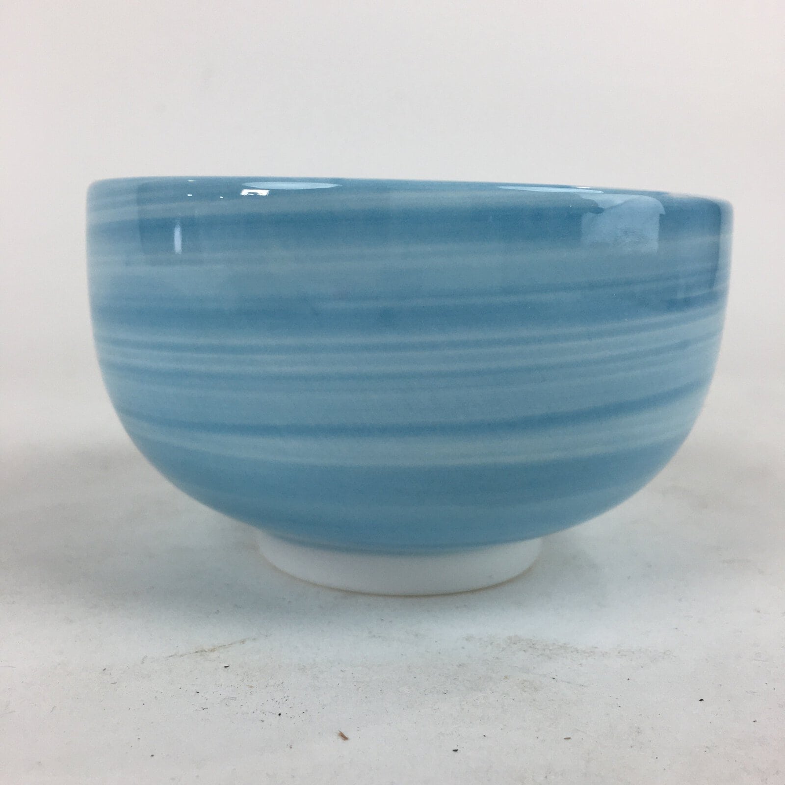 Japanese Porcelain Rice Bowl Vtg Chawan Boxed Pottery Light Blue White PX605