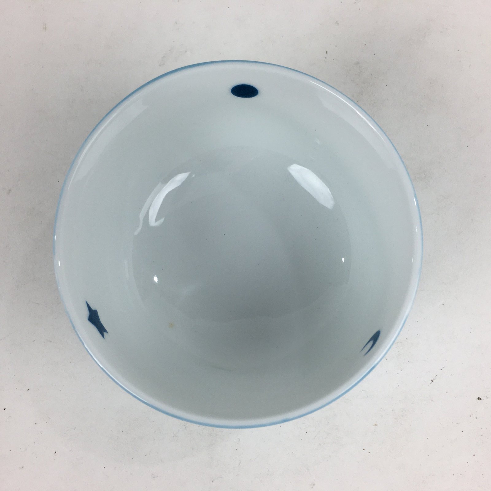 Japanese Porcelain Rice Bowl Vtg Chawan Boxed Pottery Light Blue White PX605