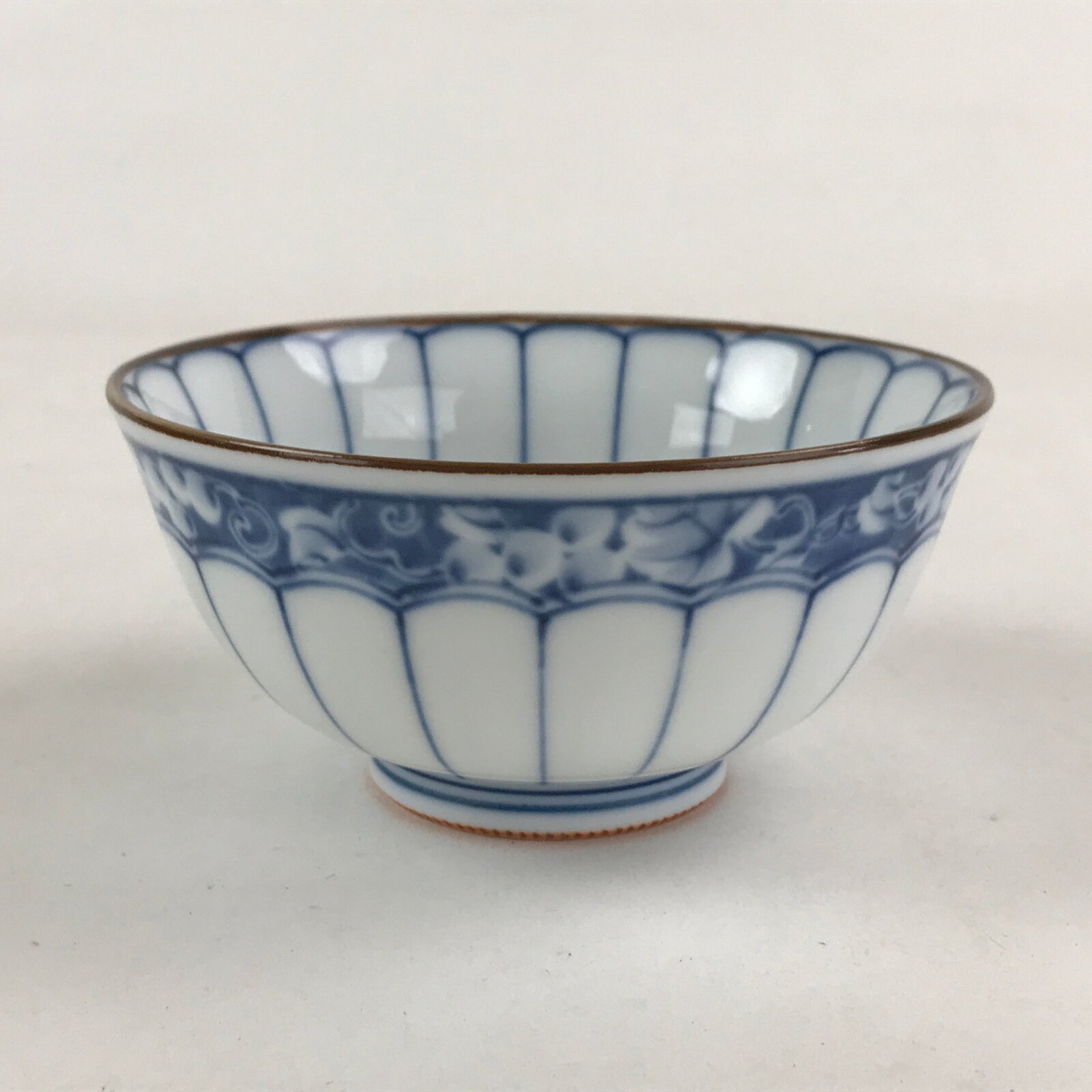 Japanese Porcelain Rice Bowl Vtg Kohosaku Sometsuke Blue Leaves QT156
