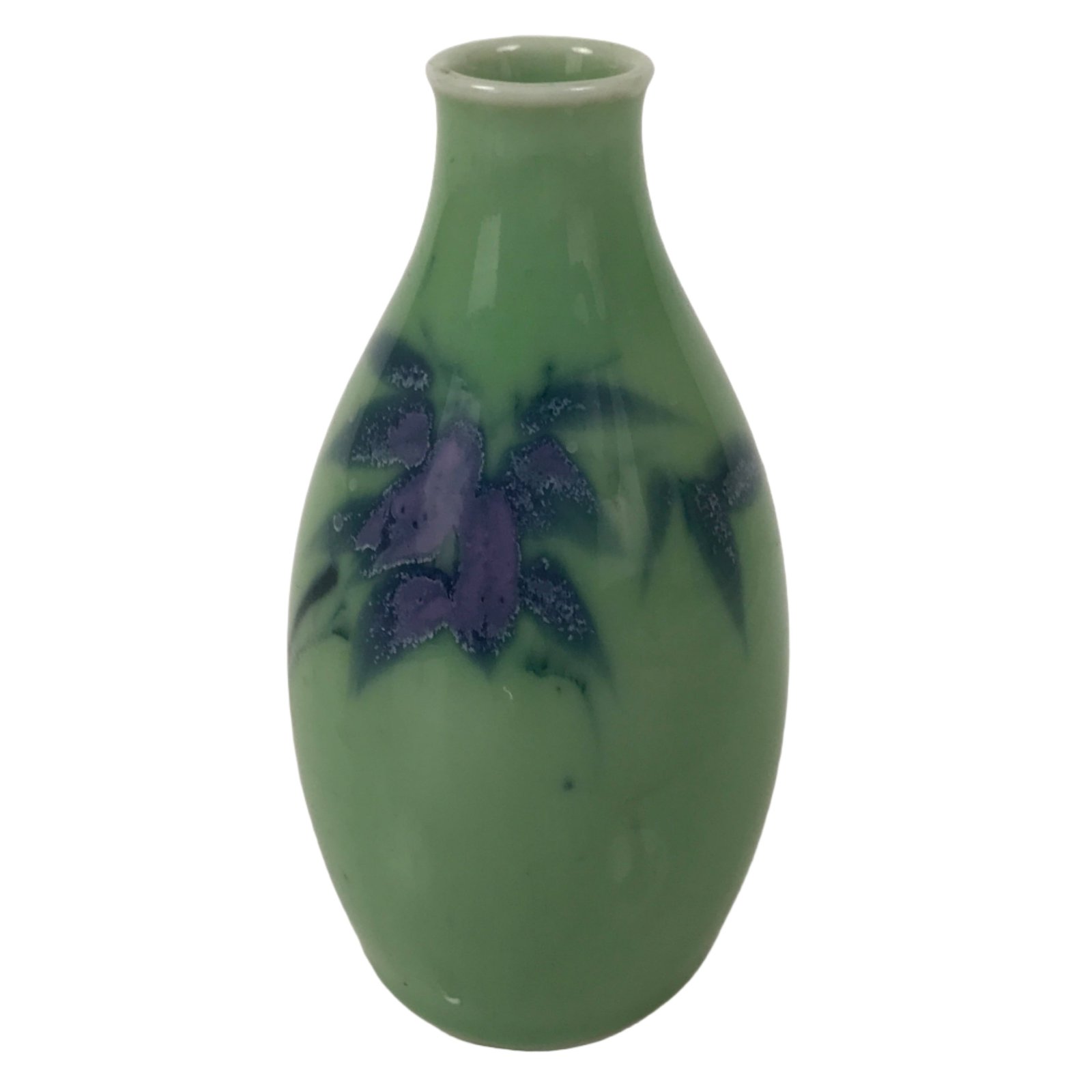 Japanese Porcelain Sake Bottle Tokkuri Purple Bamboo Leaves Celadon Green TS828