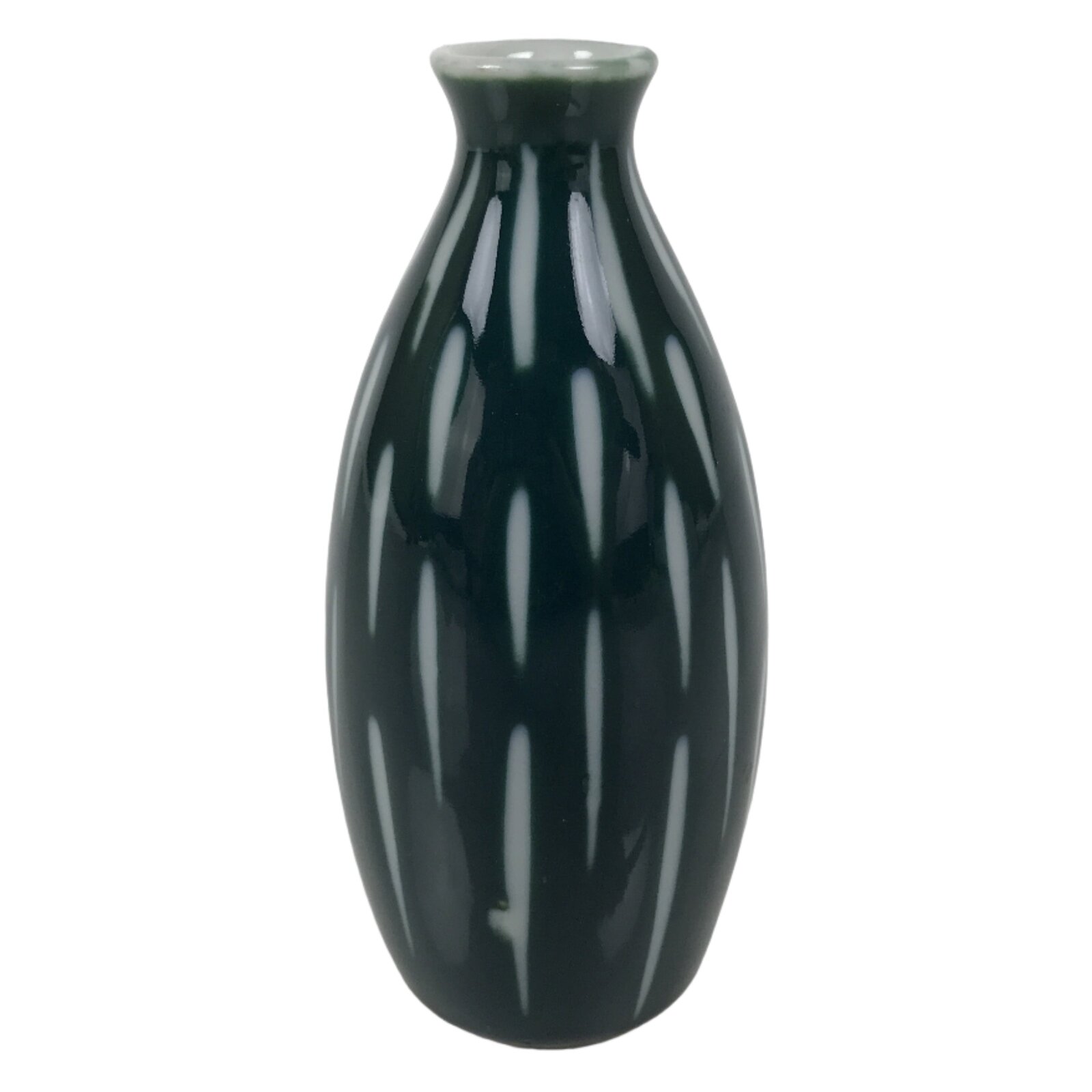 Japanese Porcelain Sake Bottle Tokkuri Vtg Ichi-Go Navy Blue White Lines TS891