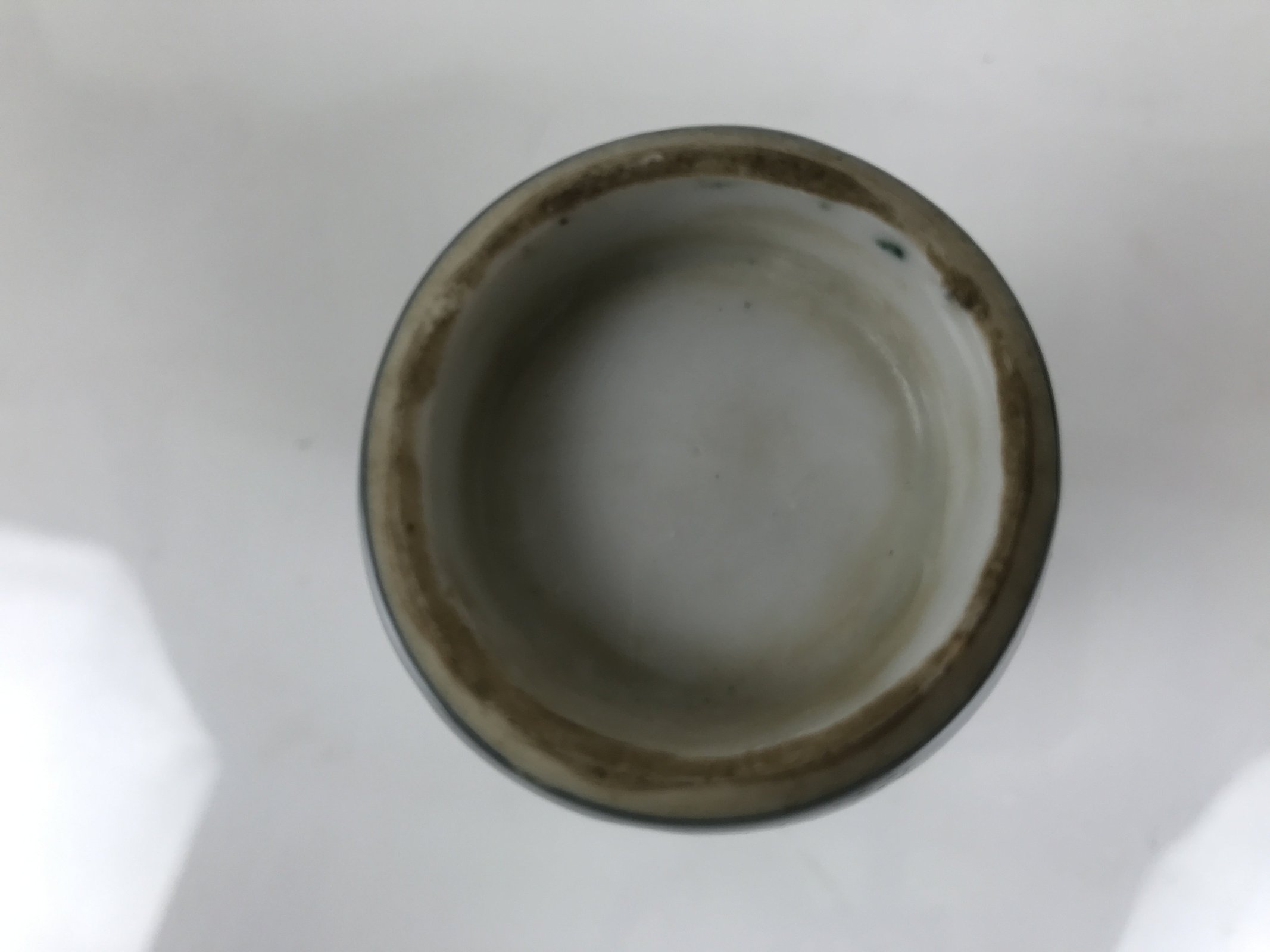 Japanese Porcelain Sake Bottle Tokkuri Vtg Ichi-Go Navy Blue White Lines TS891